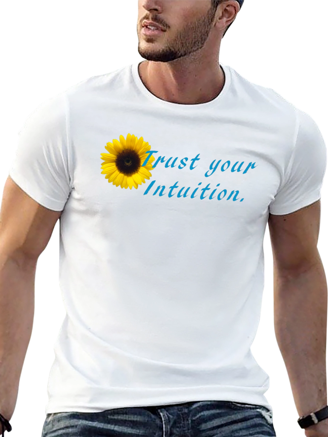 Trust Your Intuition Sunflower Black Tee