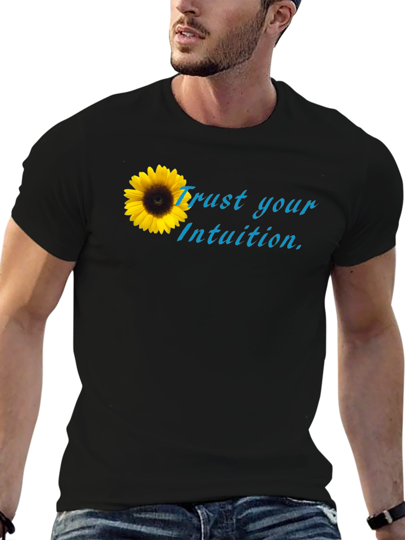 Trust Your Intuition Sunflower Black Tee