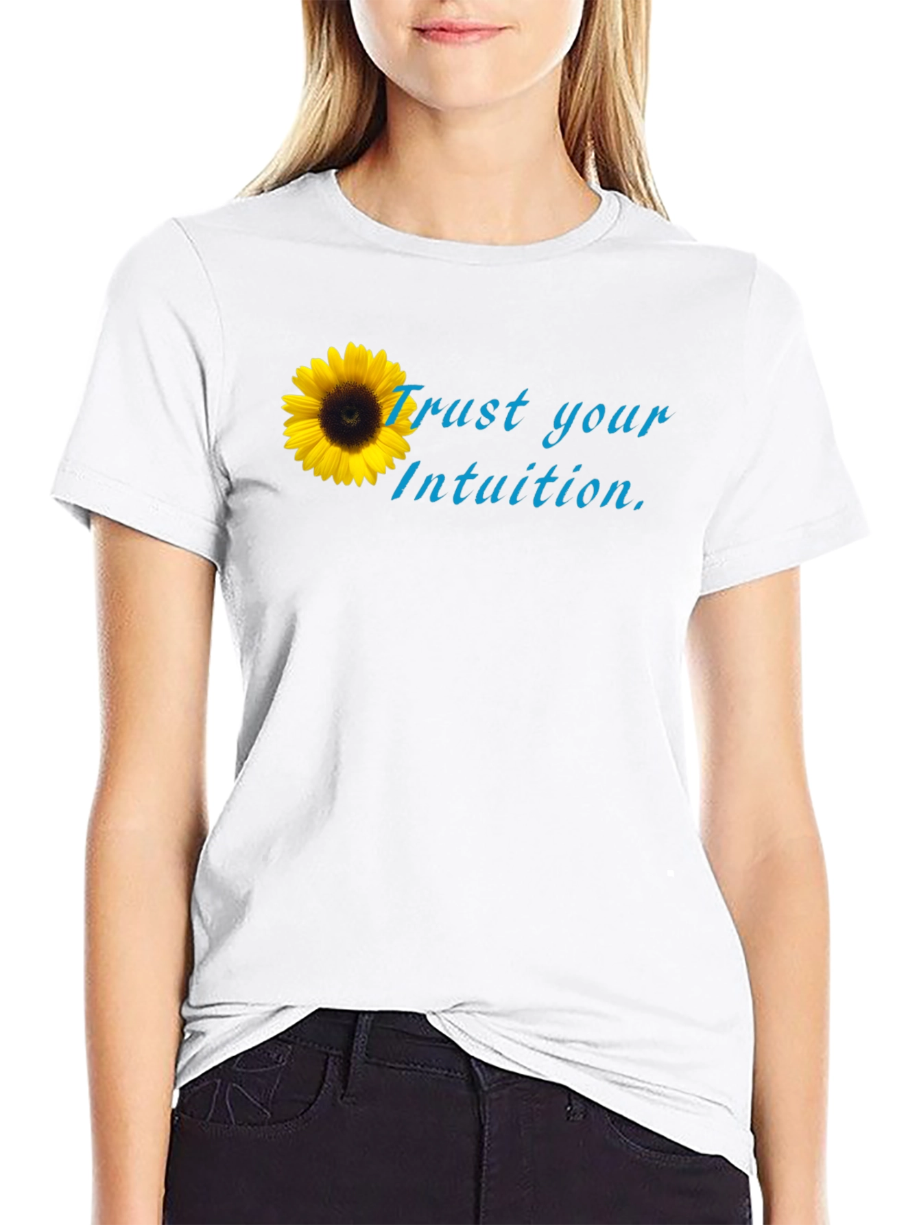 Trust Your Intuition Sunflower Black Tee