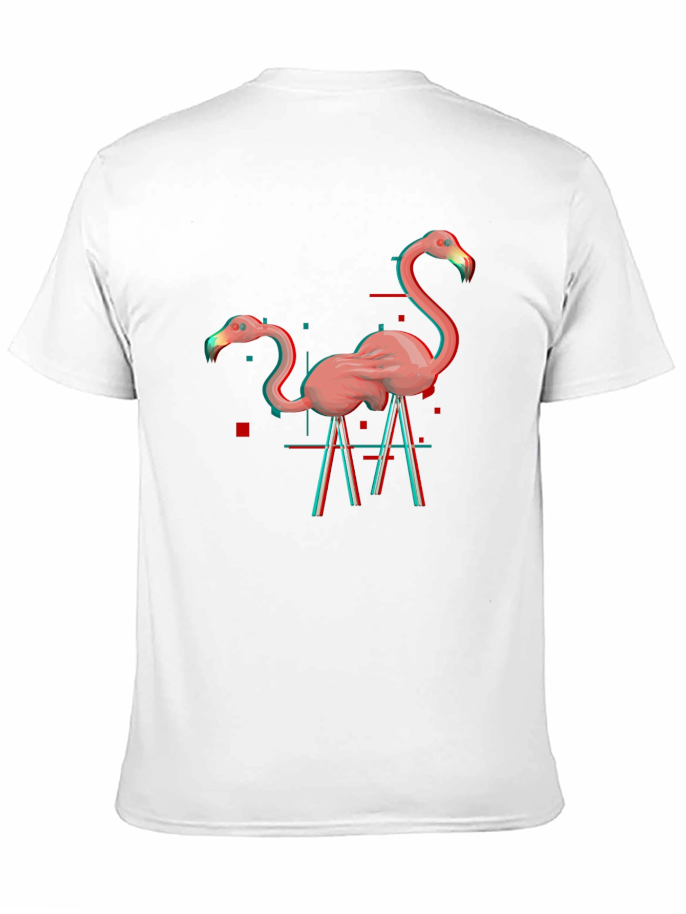 Flamingo Glitch Graphic Tee - Black