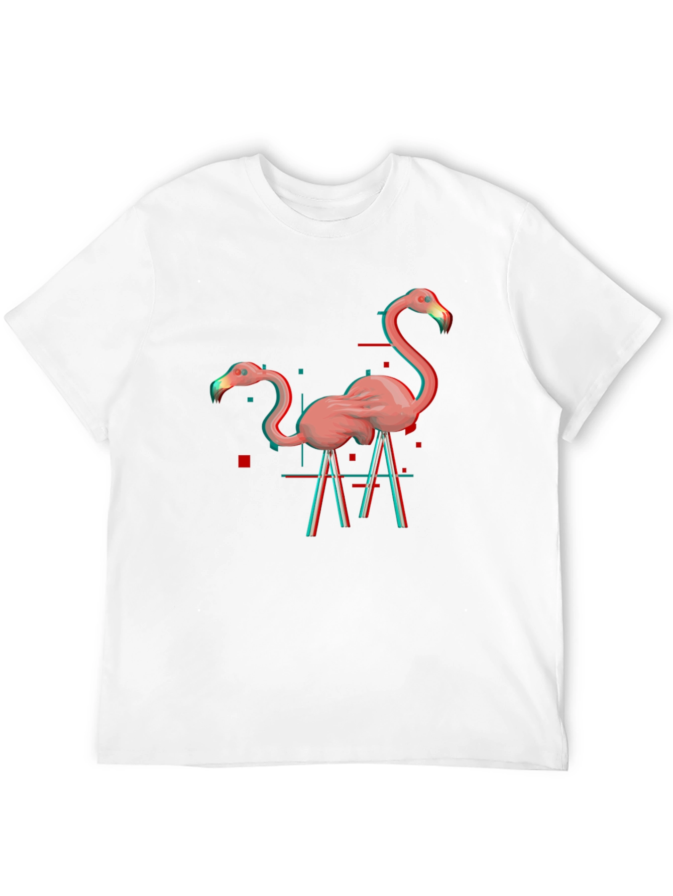 Flamingo Glitch Graphic Tee - Black