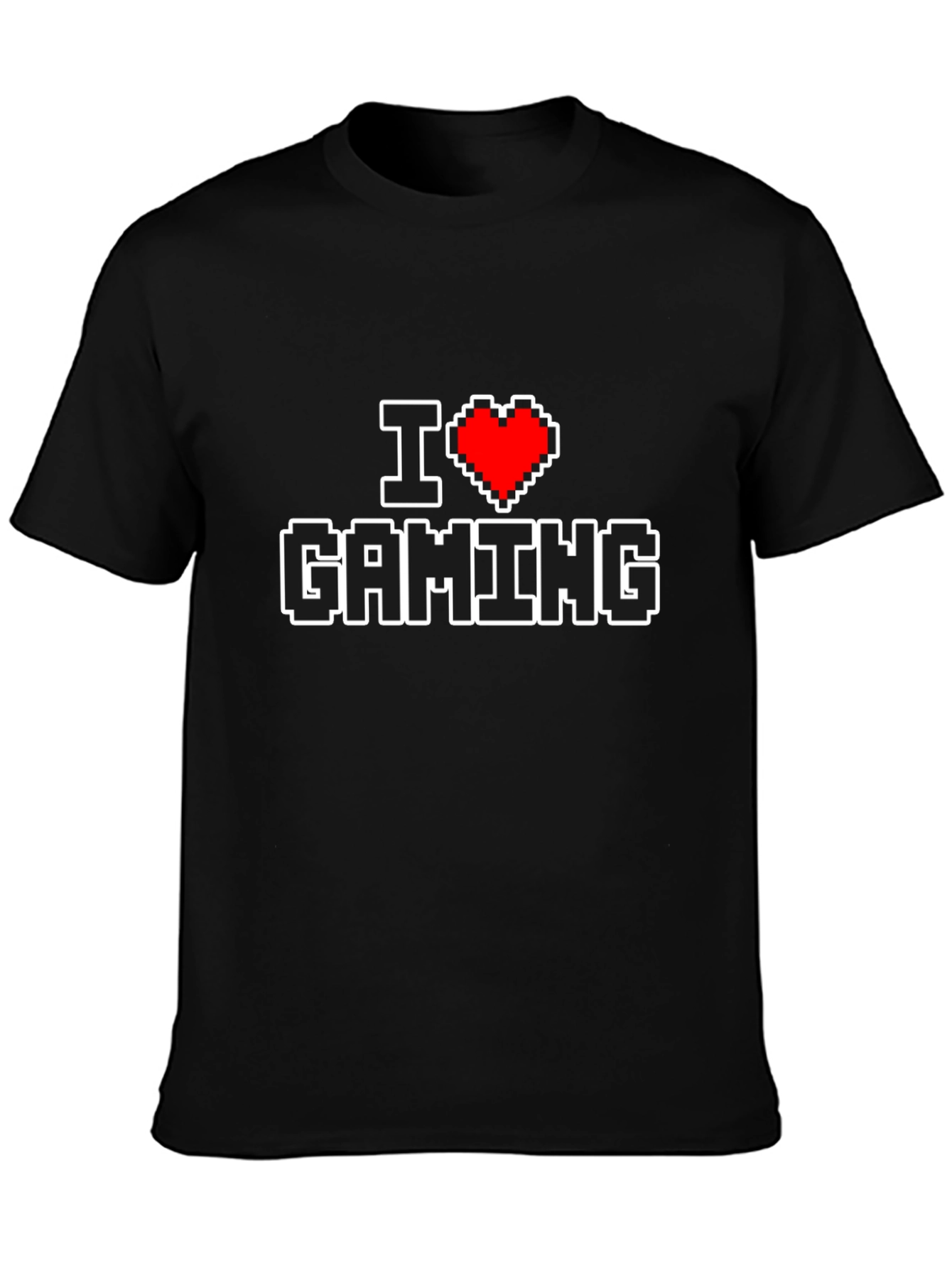 I Love Gaming Pixel Art Black T-Shirt