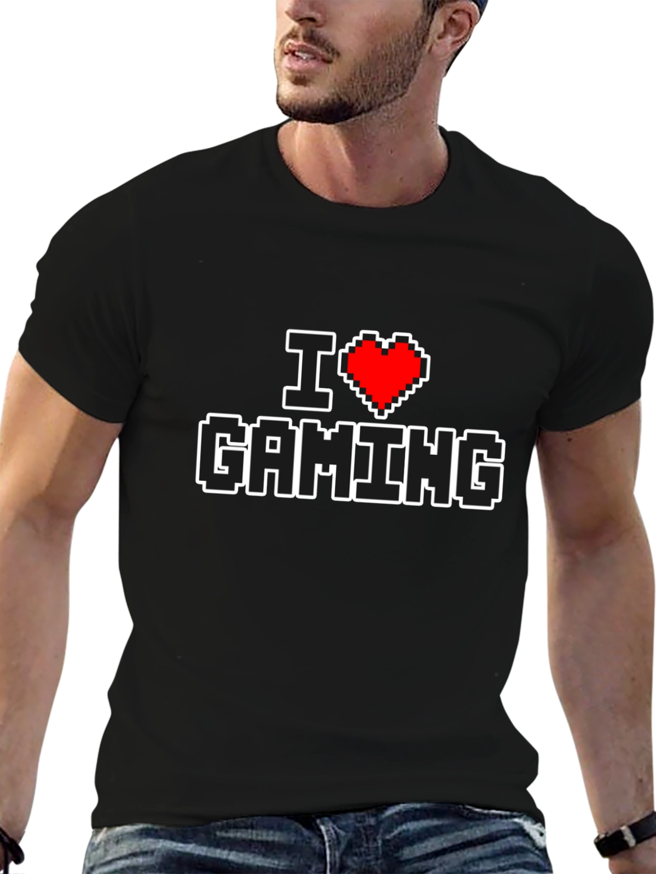 I Love Gaming Pixel Art Black T-Shirt
