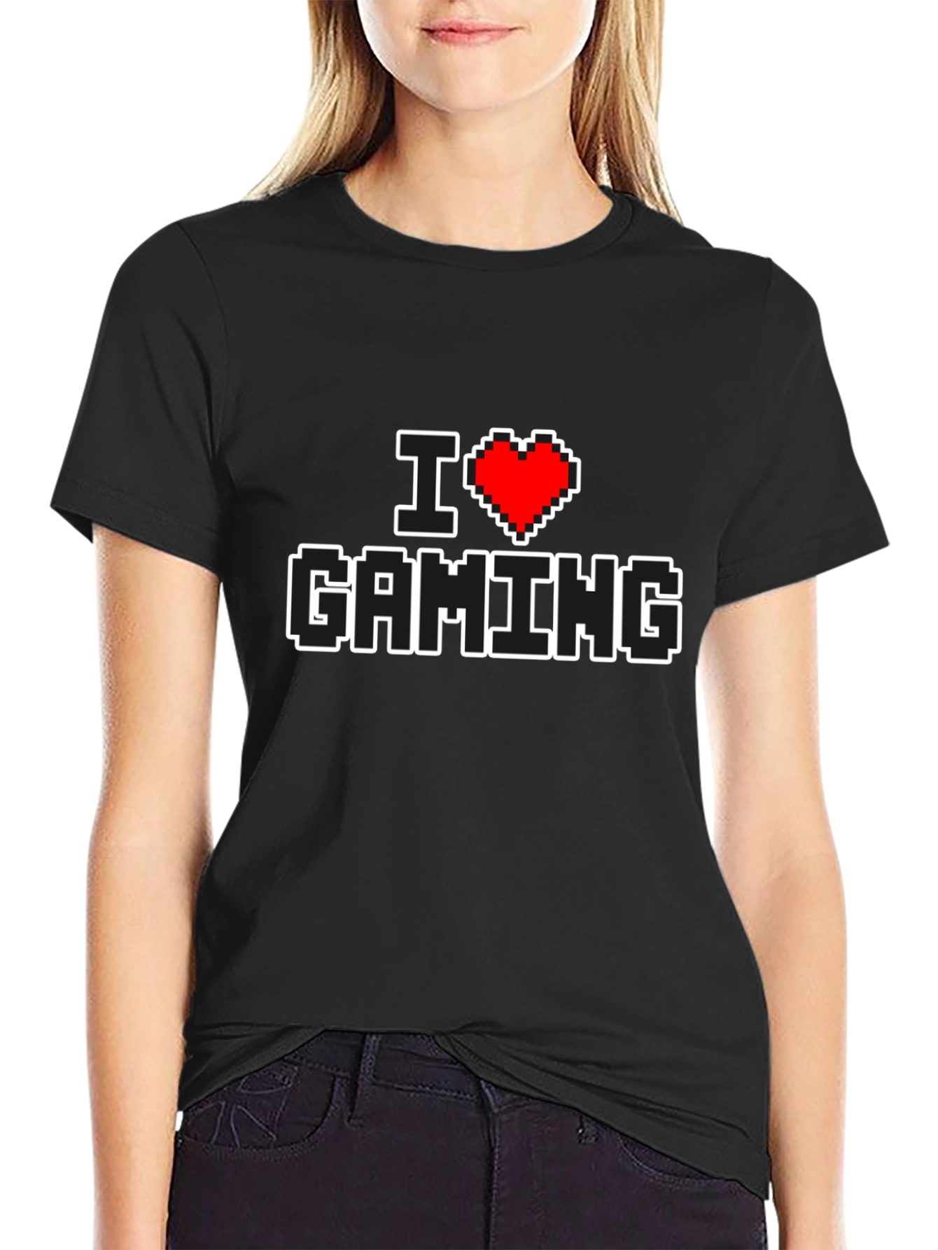 I Love Gaming Pixel Art Black T-Shirt