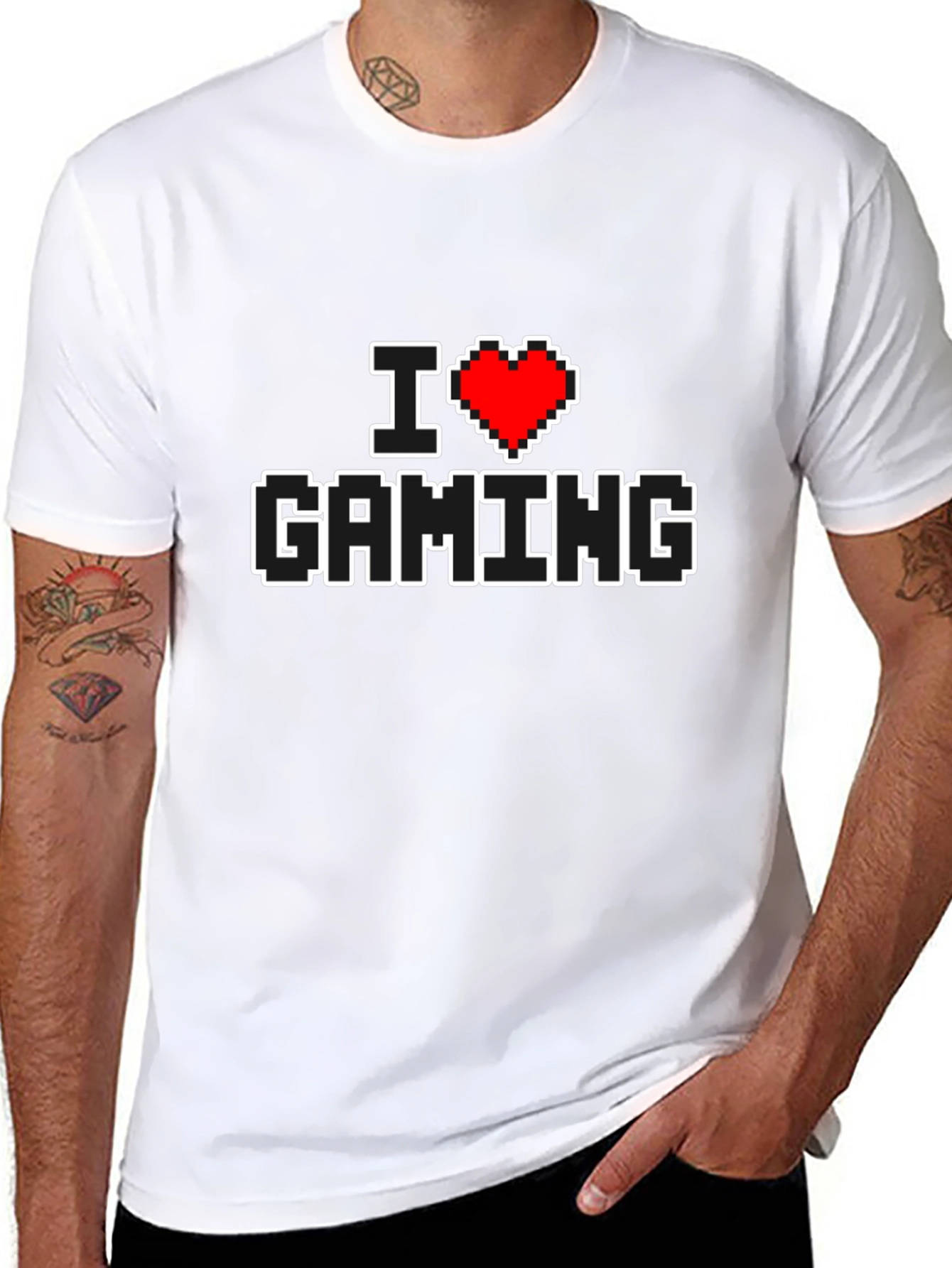 I Love Gaming Pixel Art Black T-Shirt