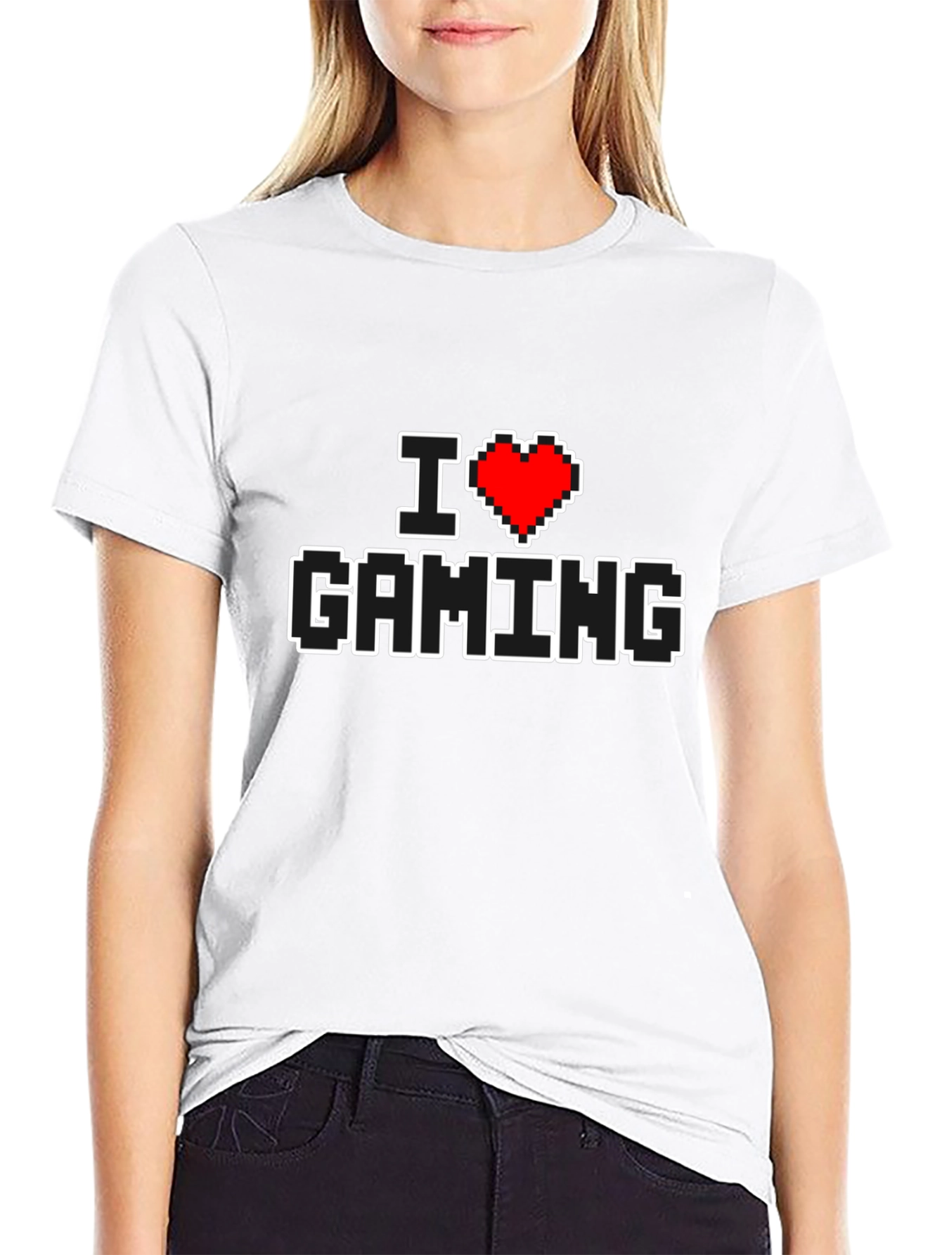 I Love Gaming Pixel Art Black T-Shirt