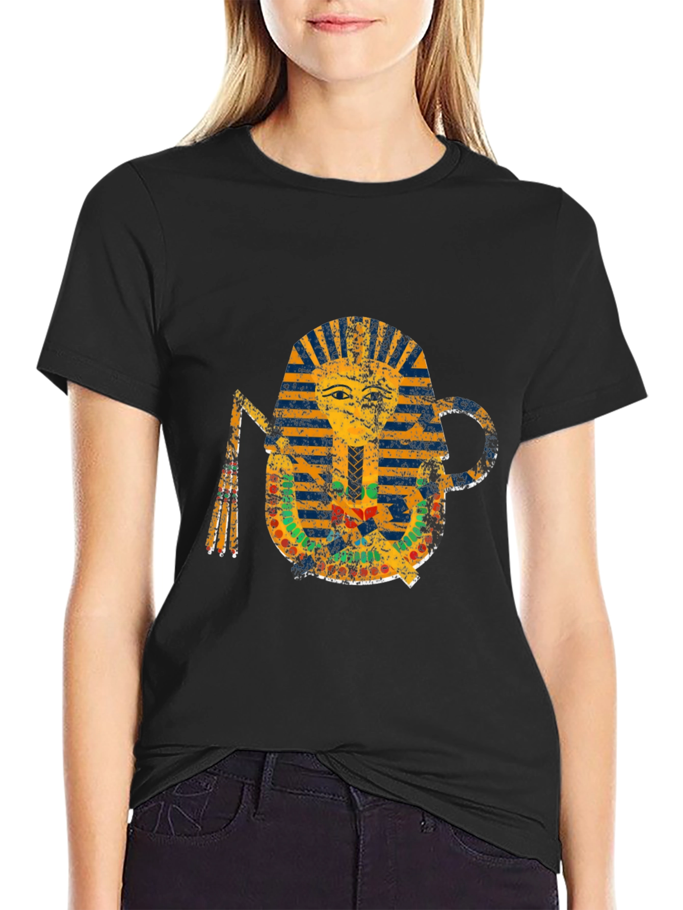 Distressed Pharaoh Graphic Tee - Egyptian King