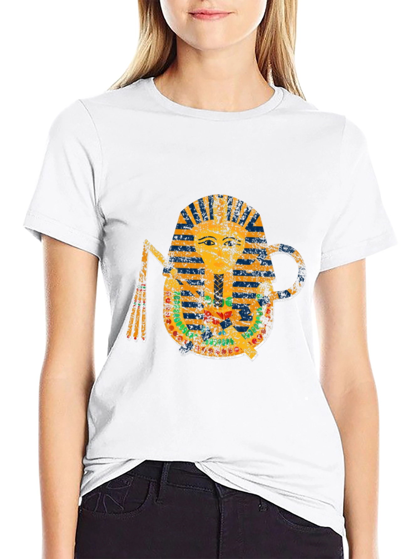 Distressed Pharaoh Graphic Tee - Egyptian King