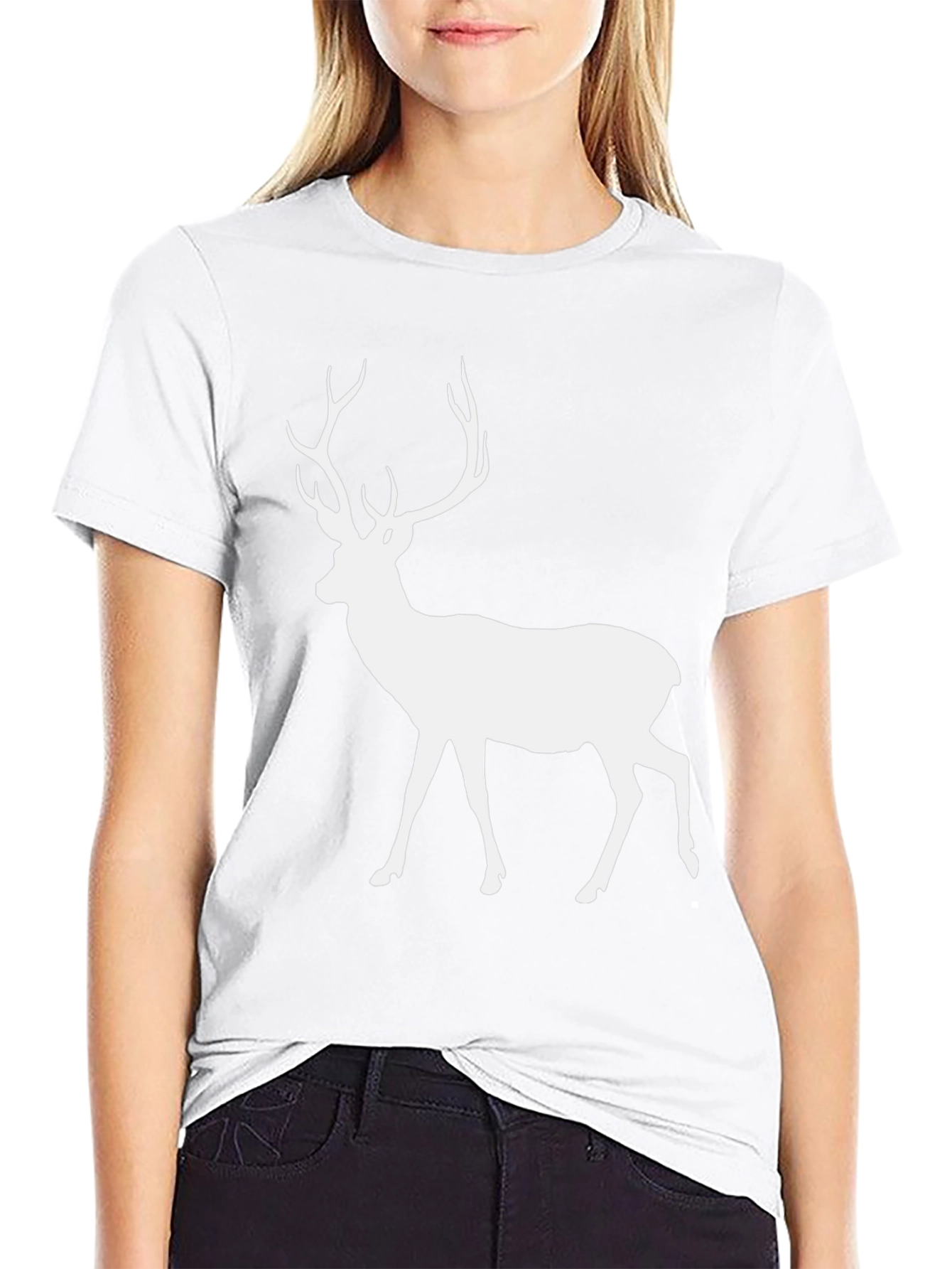 Deer Graphic Tee - Black Cotton