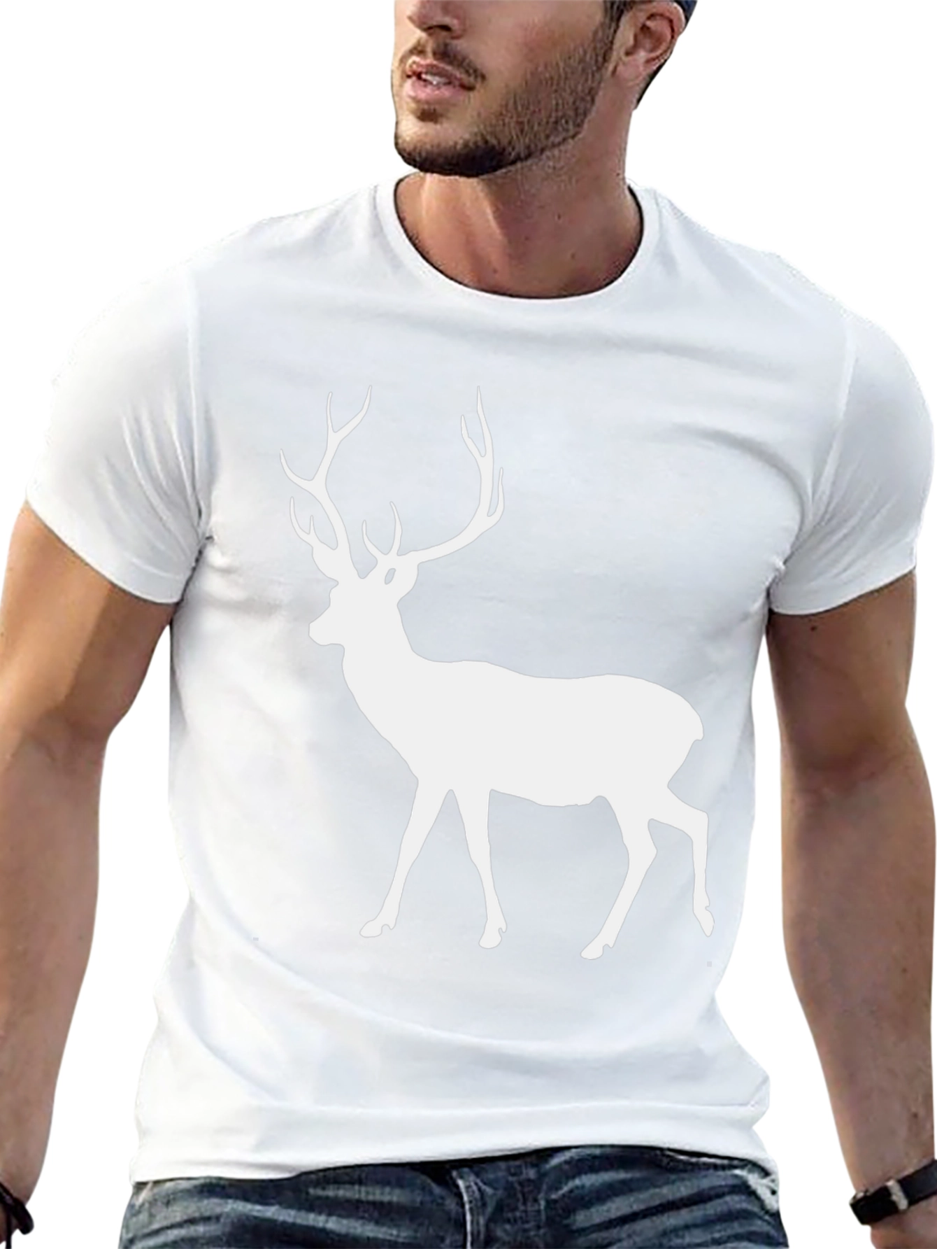 Deer Graphic Tee - Black Cotton
