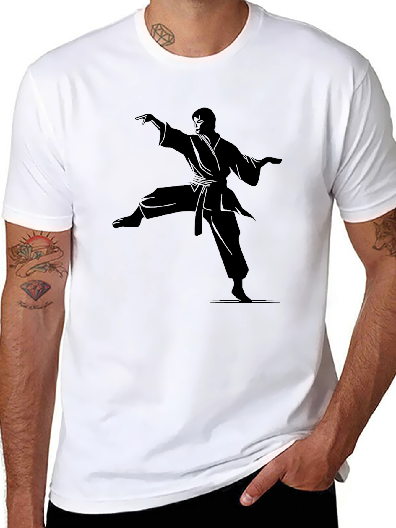 Black Karate Silhouette Graphic Tee