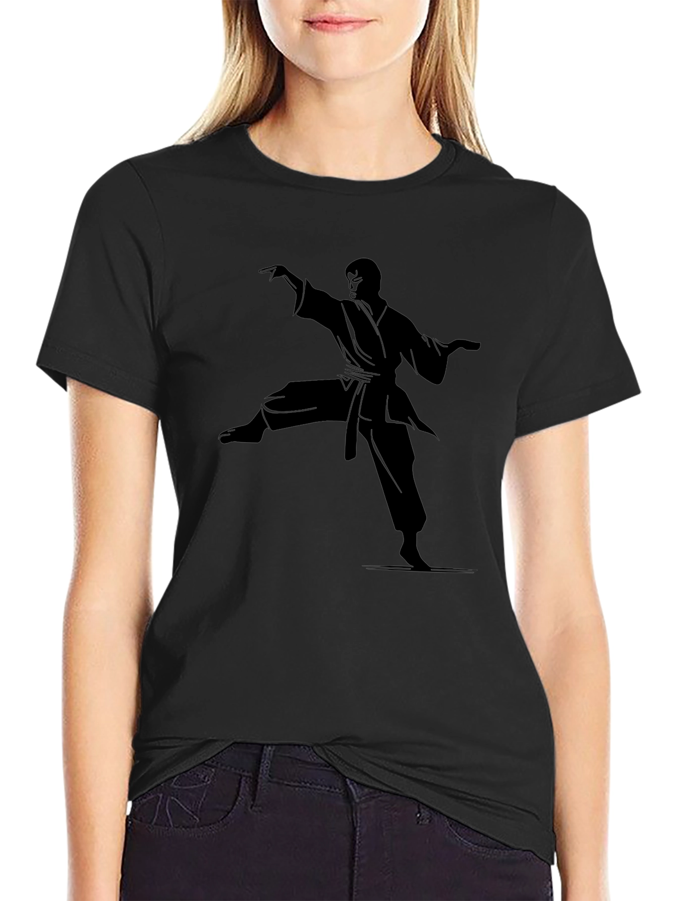 Black Karate Silhouette Graphic Tee