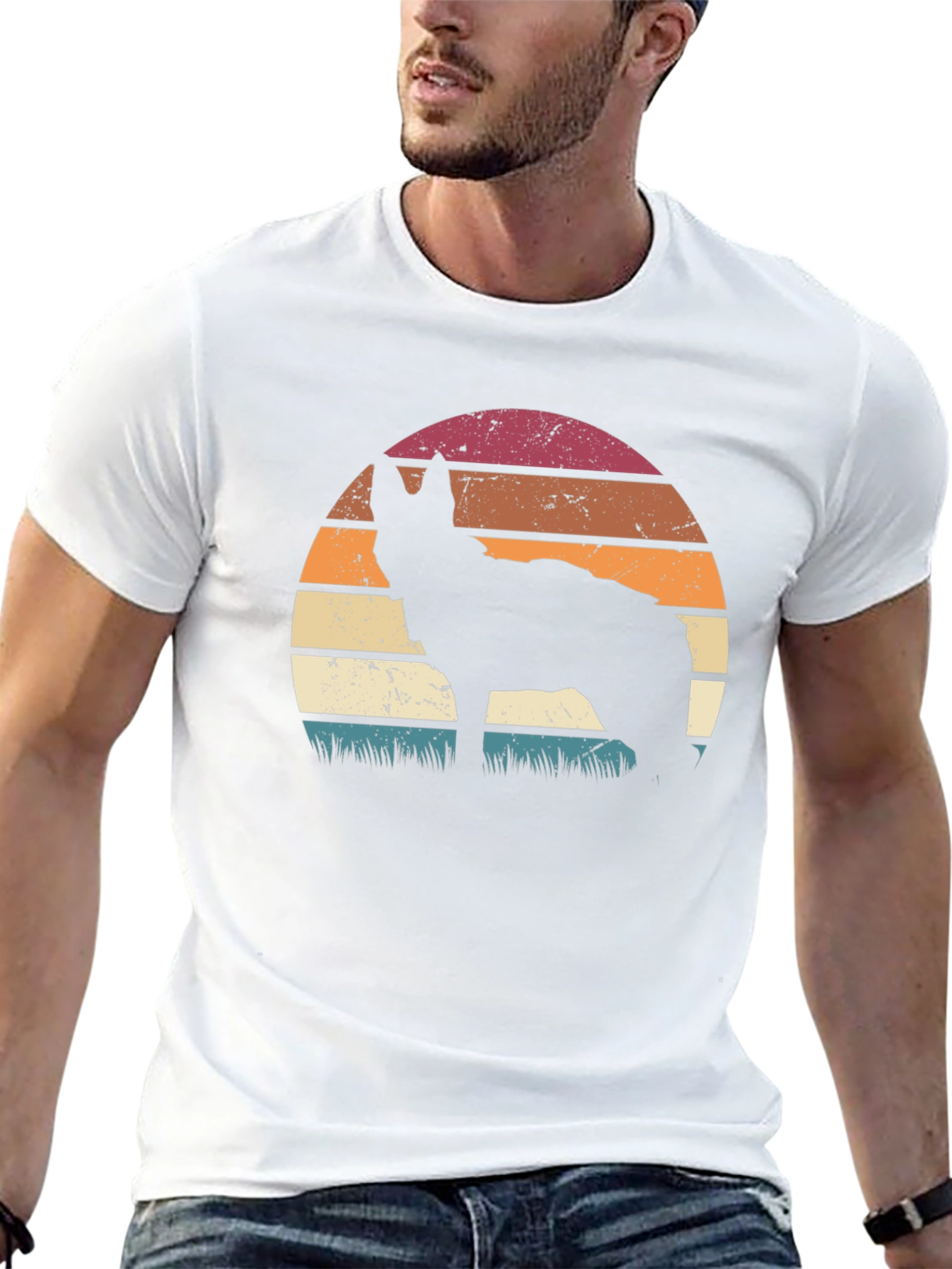 Retro Sunset Wolf Graphic Tee
