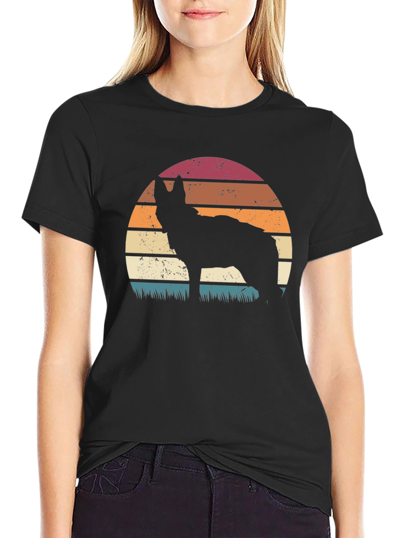 Retro Sunset Wolf Graphic Tee