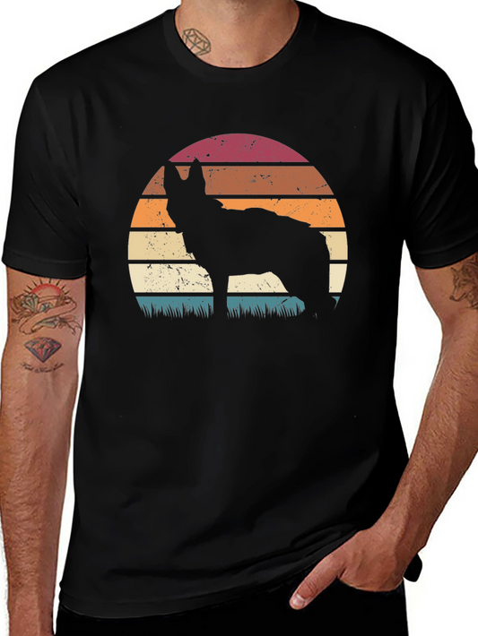 Retro Sunset Wolf Graphic Tee