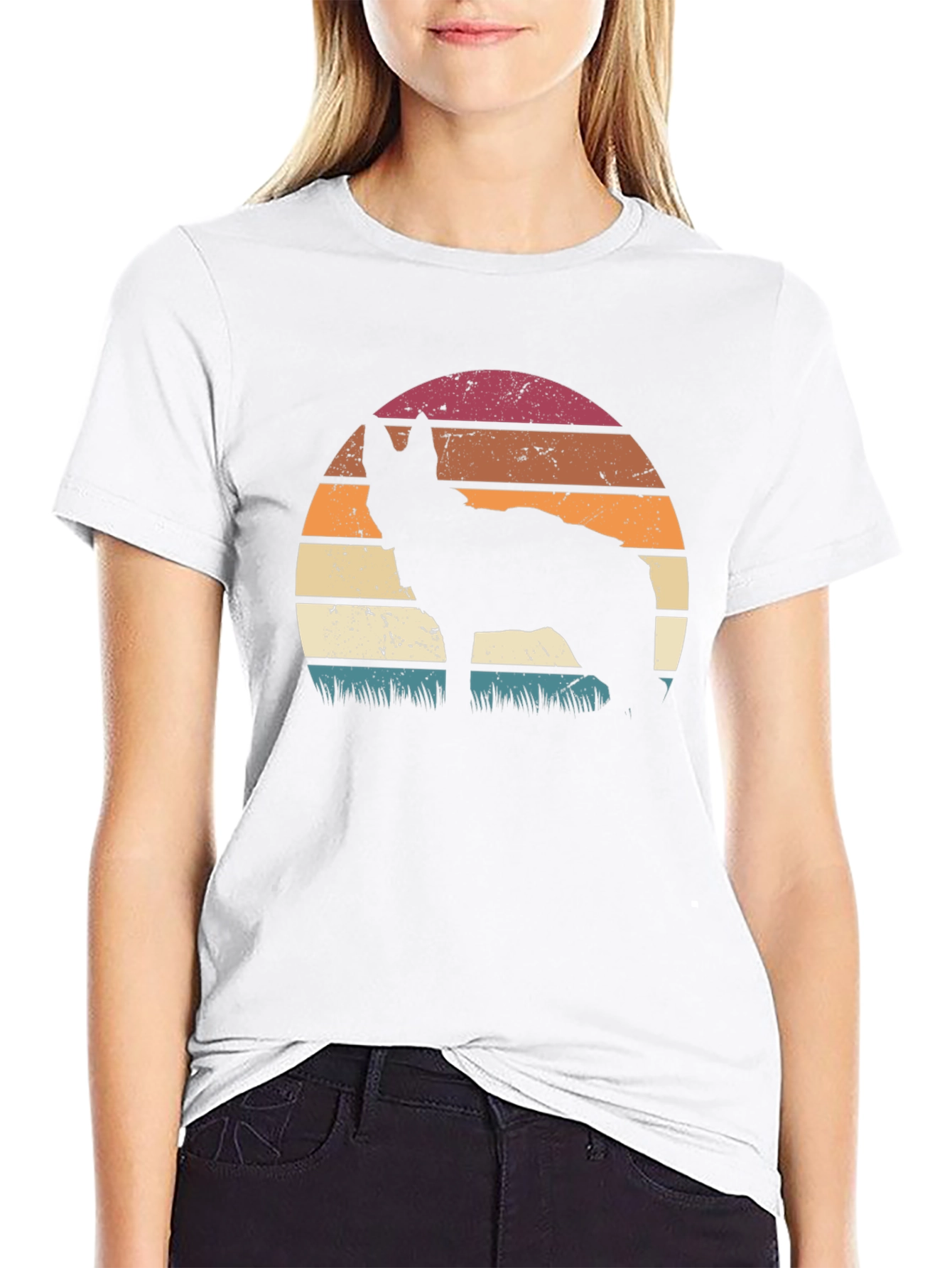 Retro Sunset Wolf Graphic Tee