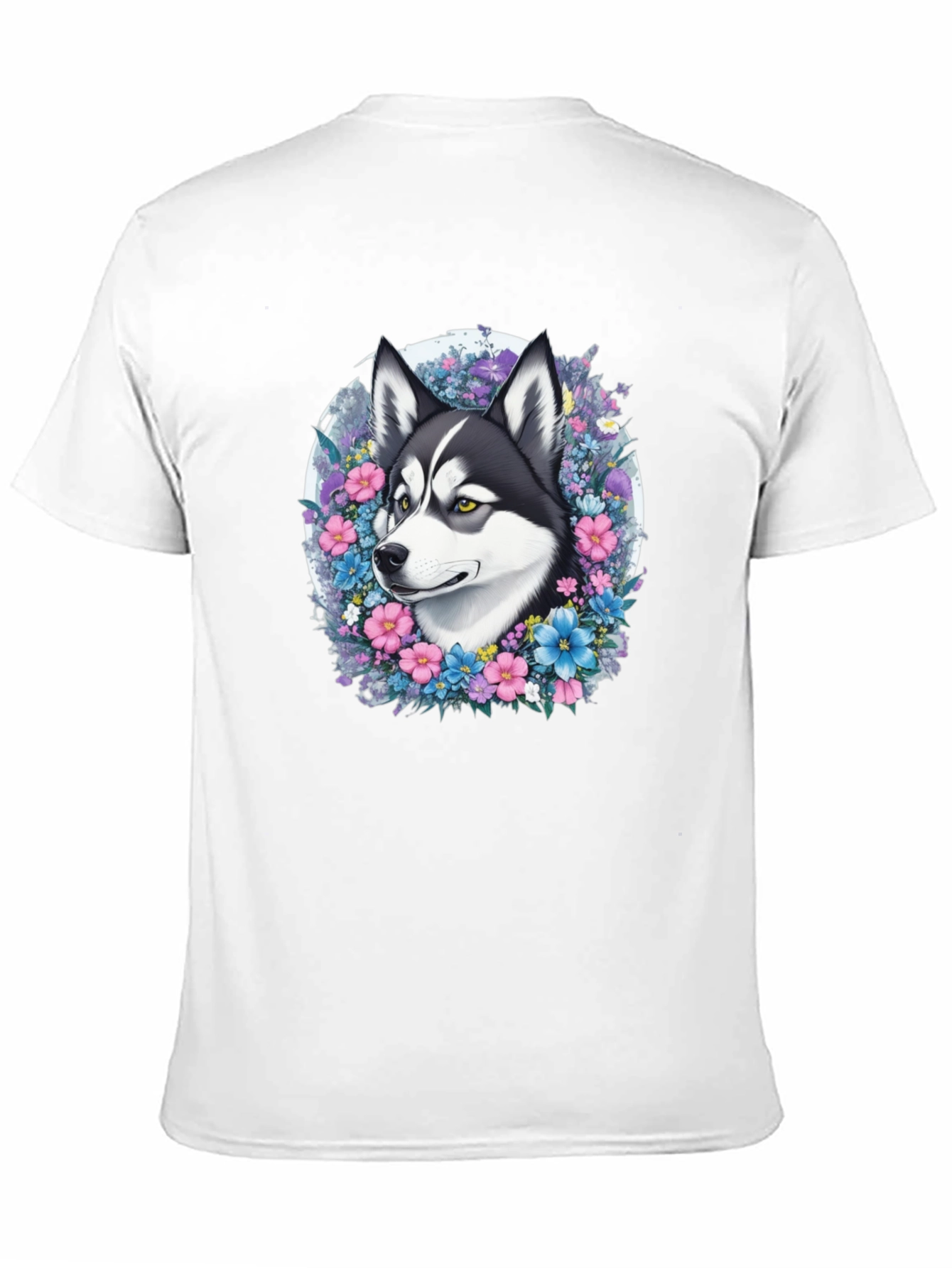 Husky Floral Wreath T-Shirt