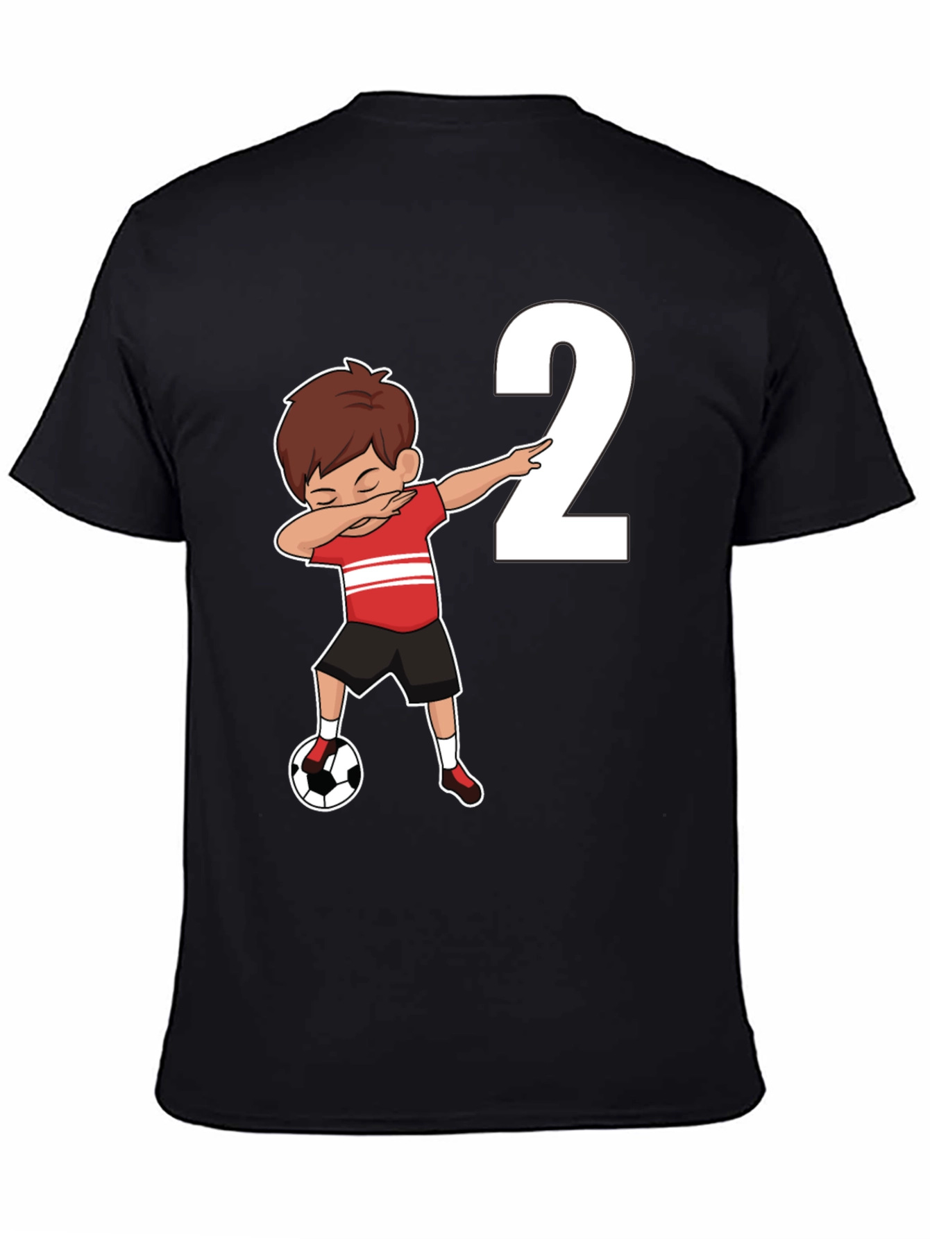 Boys Black Soccer Birthday T-Shirt - Number 2