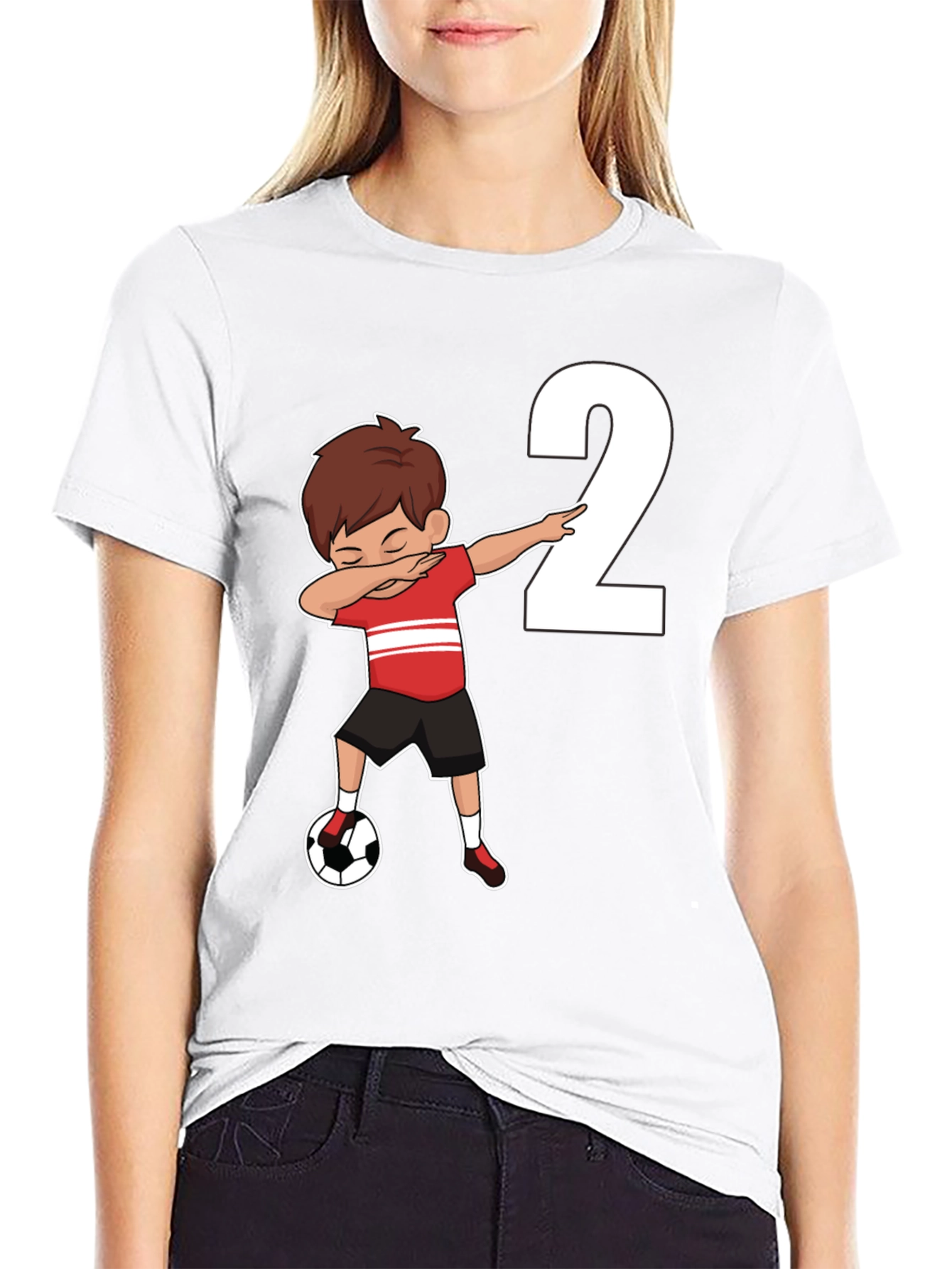 Boys Black Soccer Birthday T-Shirt - Number 2