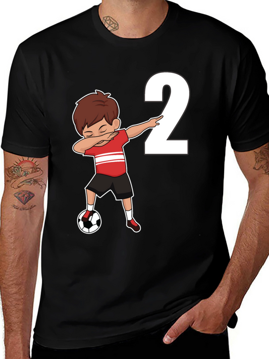 Boys Black Soccer Birthday T-Shirt - Number 2
