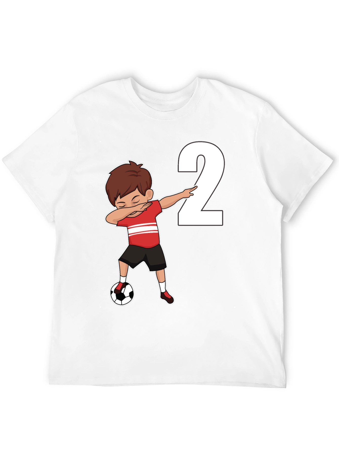 Boys Black Soccer Birthday T-Shirt - Number 2