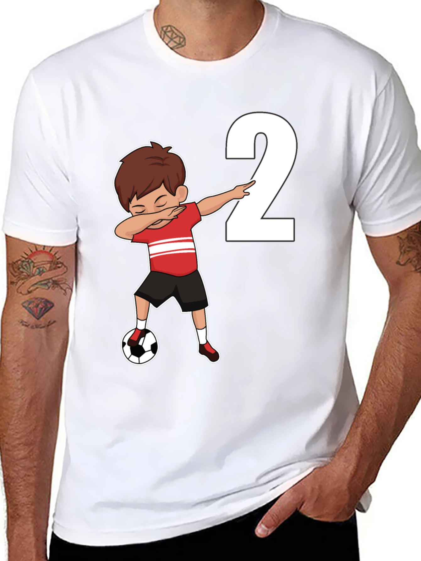 Boys Black Soccer Birthday T-Shirt - Number 2