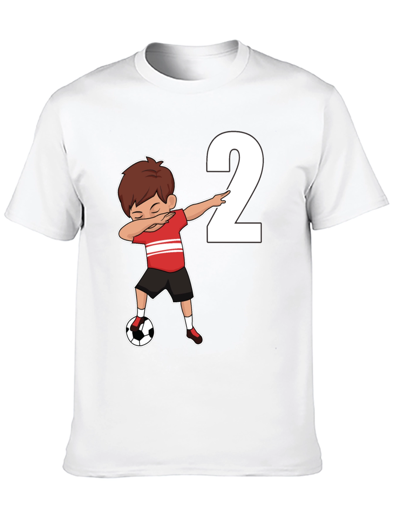 Boys Black Soccer Birthday T-Shirt - Number 2