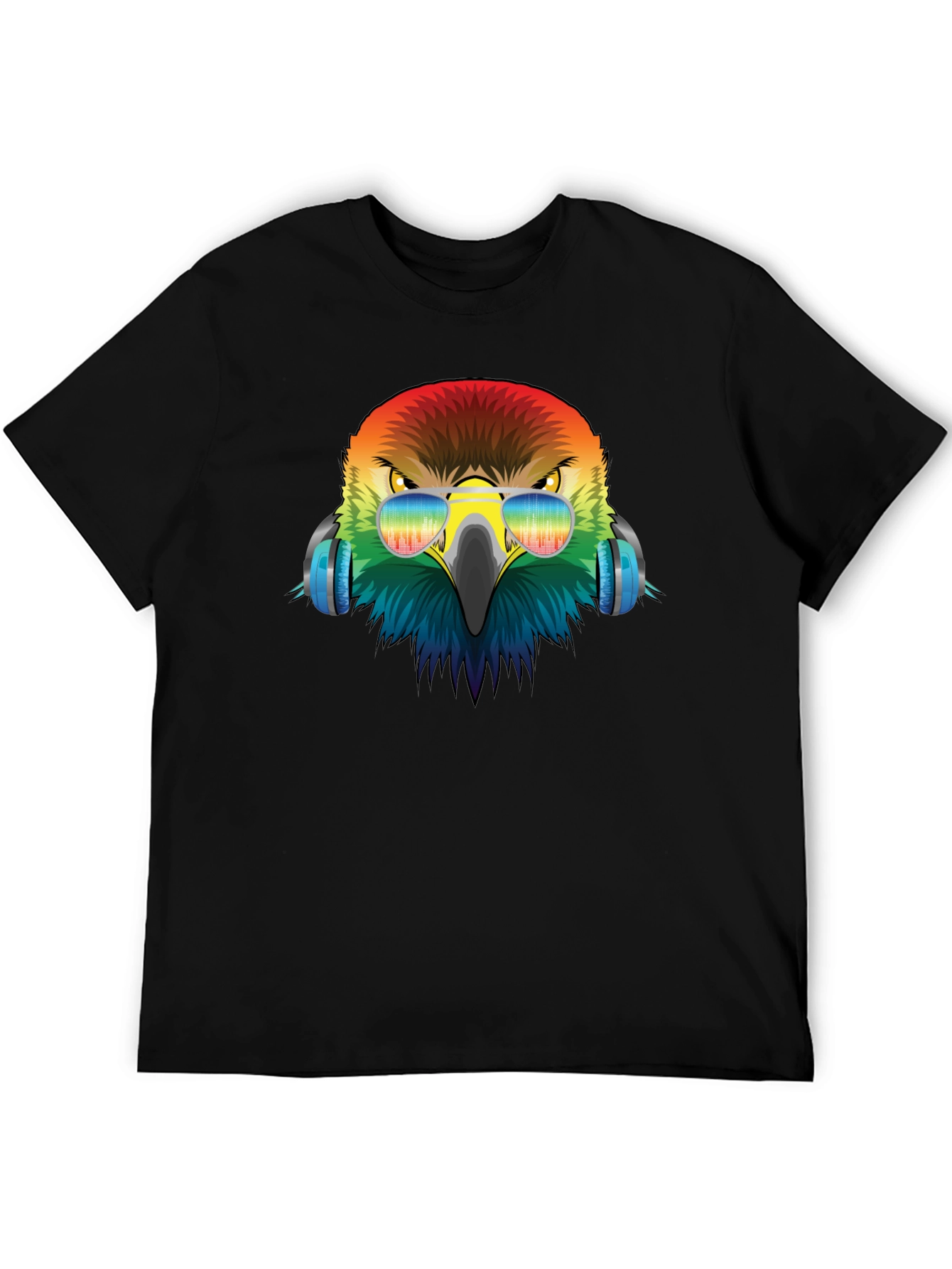 Cool Eagle Rainbow Headphones Graphic Tee