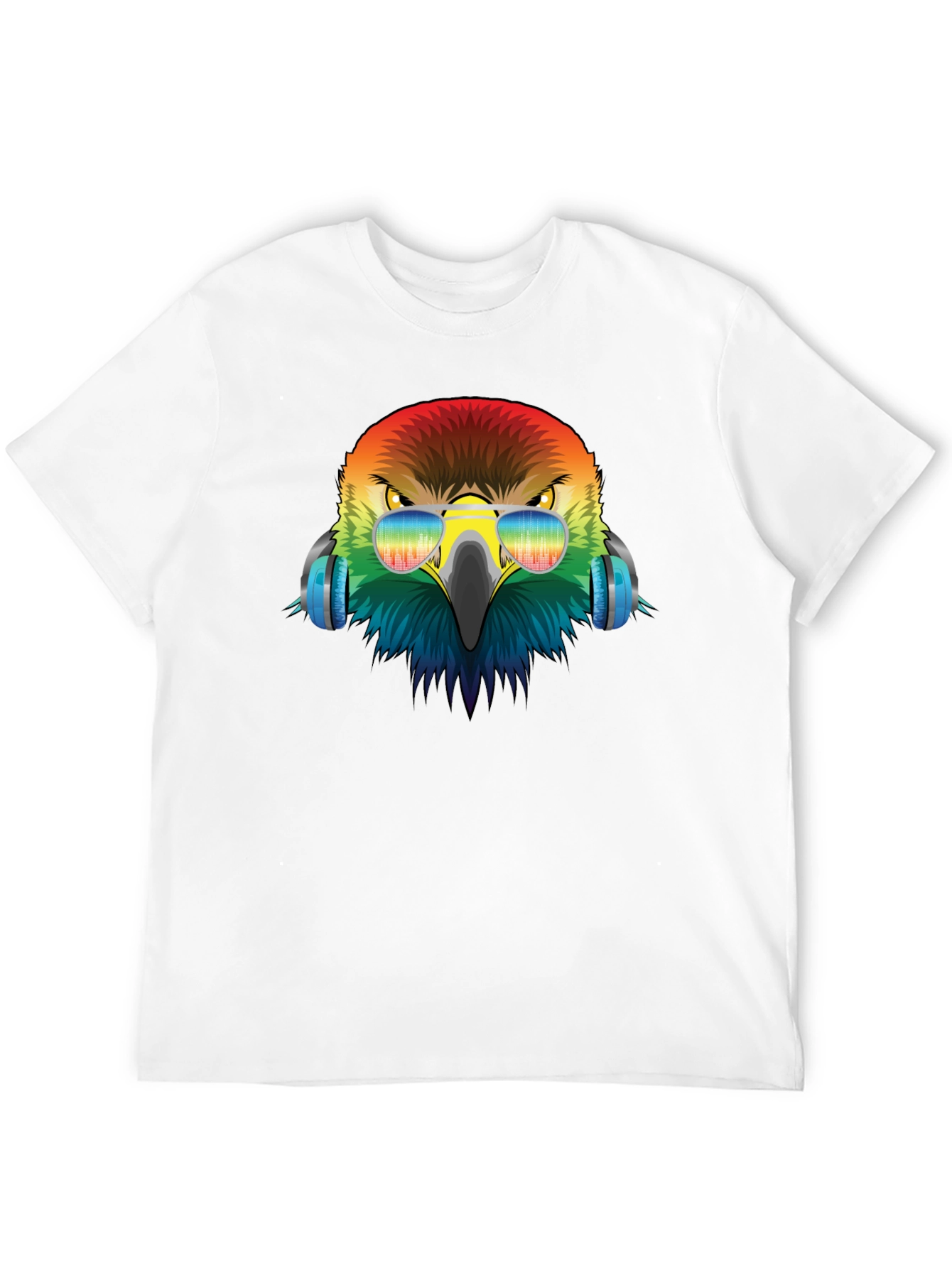 Cool Eagle Rainbow Headphones Graphic Tee