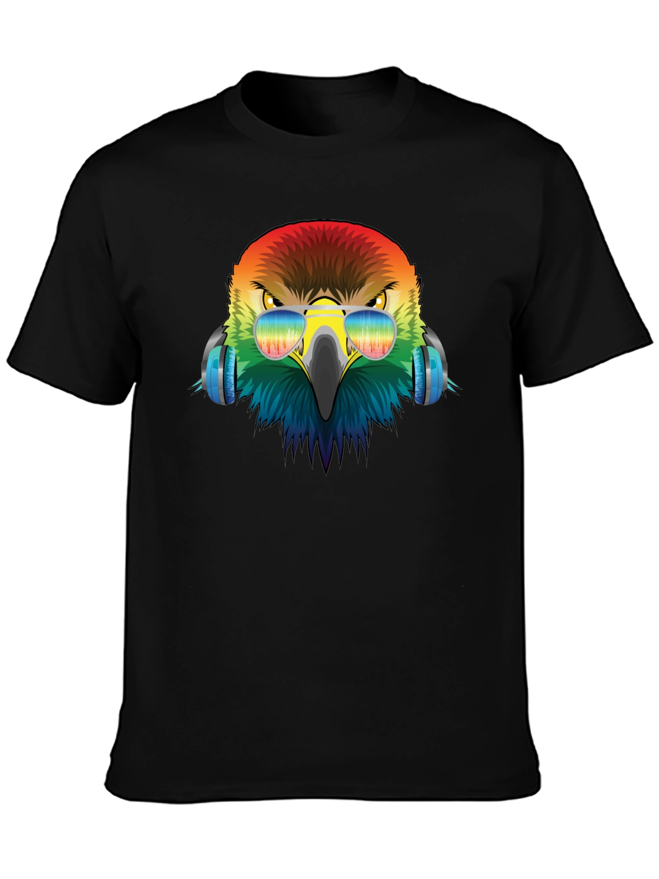 Cool Eagle Rainbow Headphones Graphic Tee