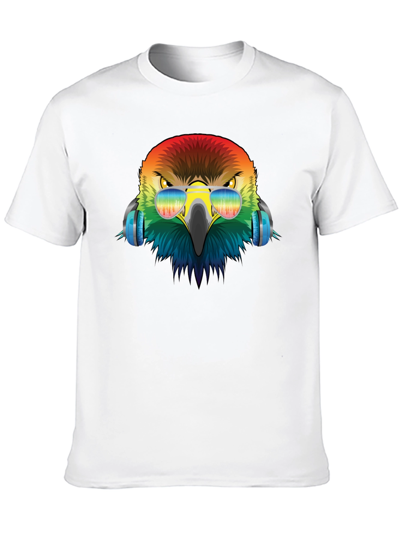 Cool Eagle Rainbow Headphones Graphic Tee