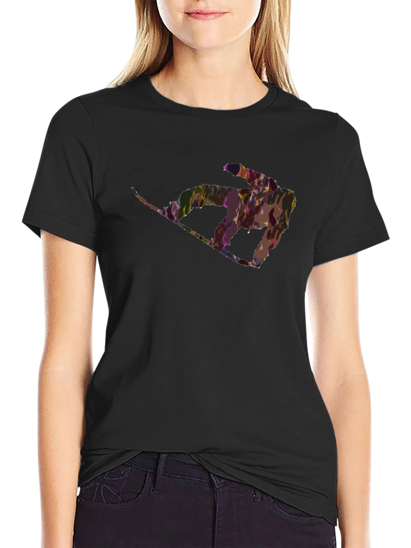 Abstract Snowboarder Black Tee