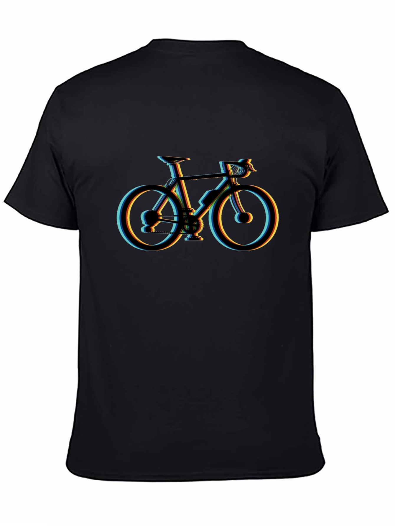 Mens Black T-Shirt with Bicycle Graphic