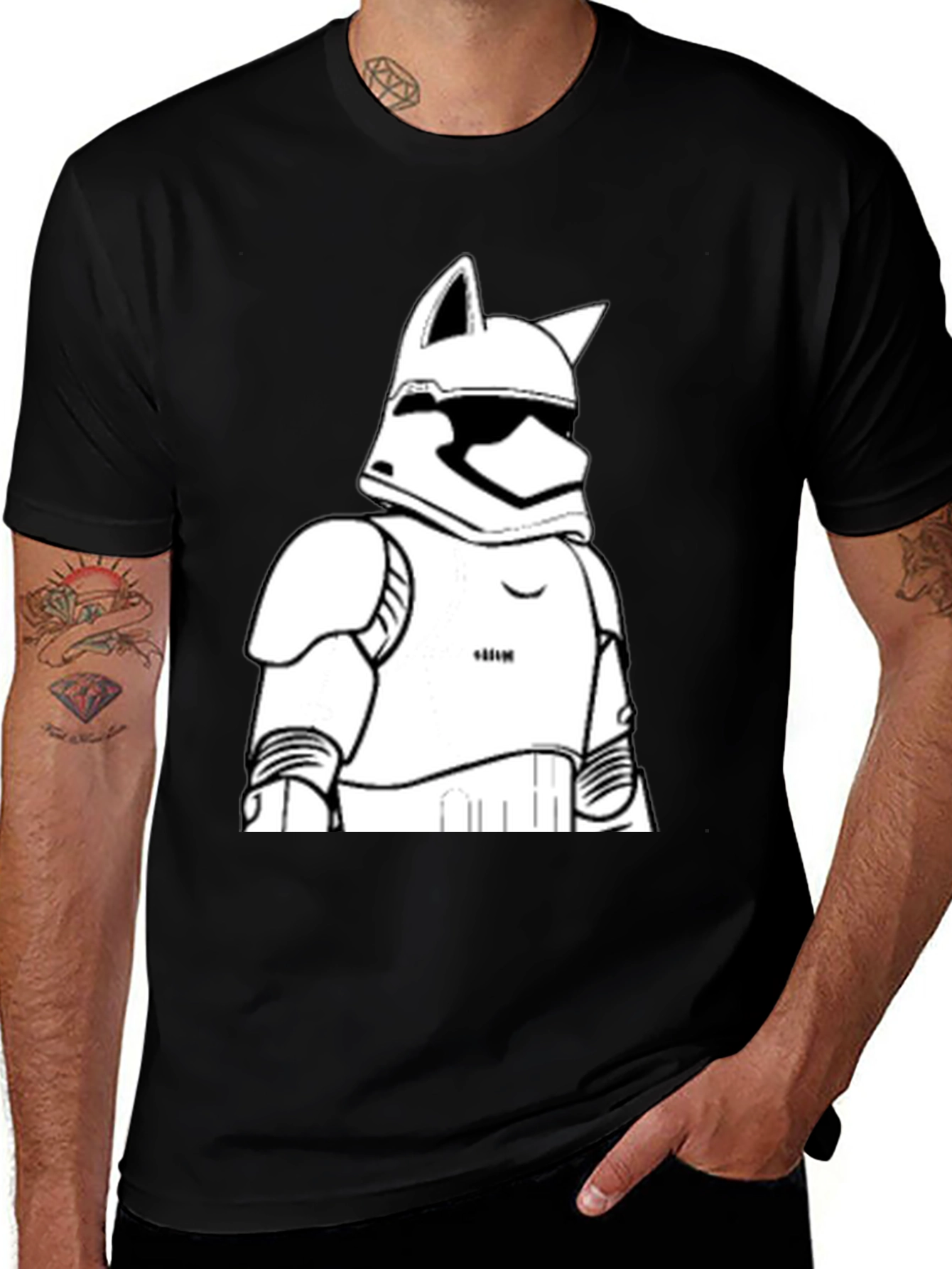 Stormtrooper Cat T-Shirt - Black Graphic Tee