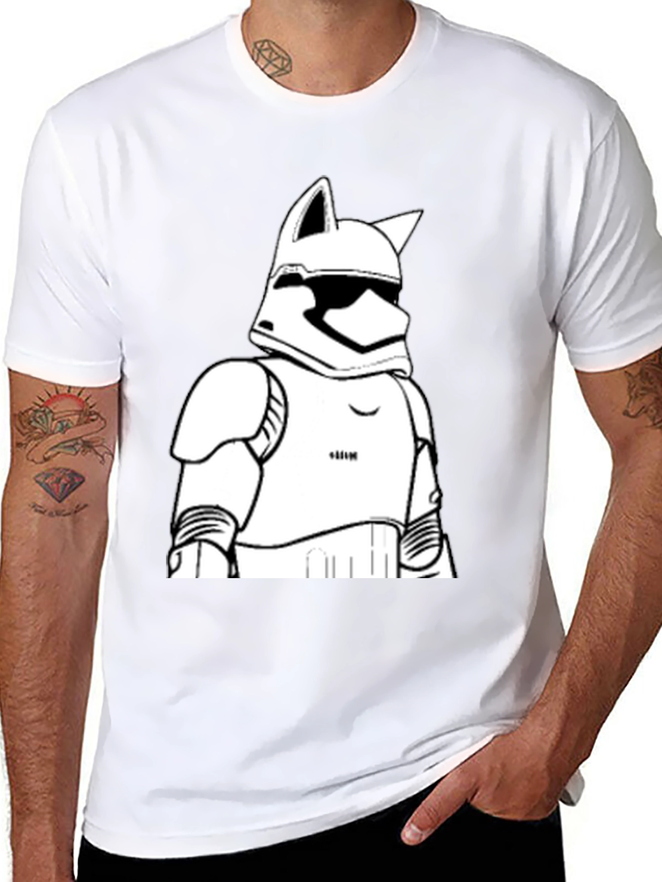Stormtrooper Cat T-Shirt - Black Graphic Tee