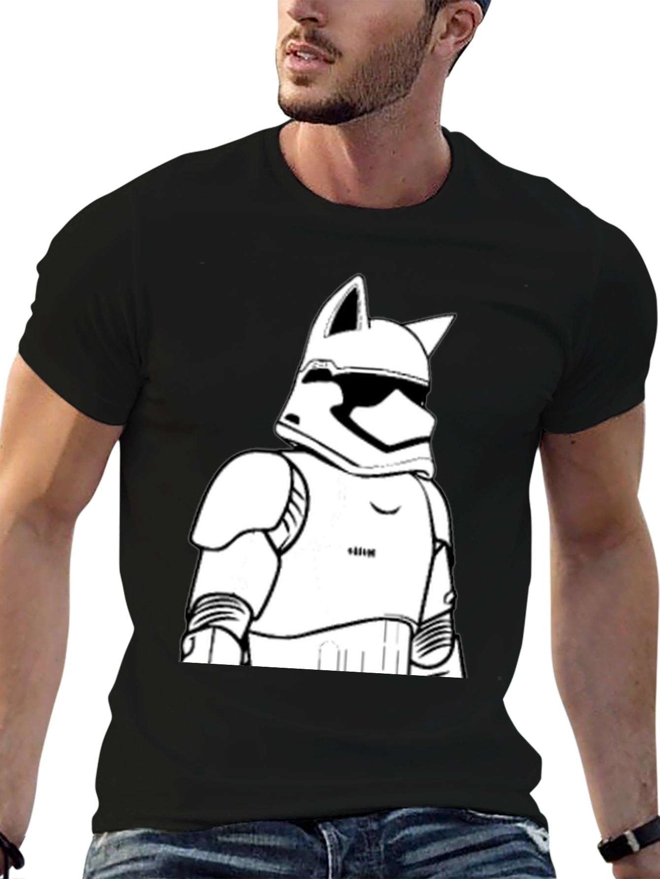 Stormtrooper Cat T-Shirt - Black Graphic Tee