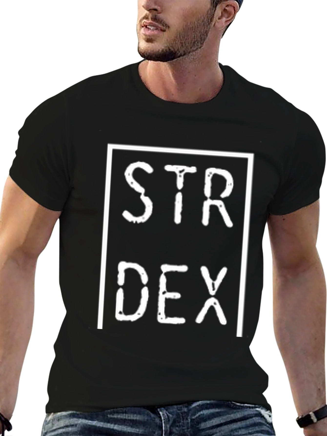 STR DEX T-Shirt Black Unisex Style