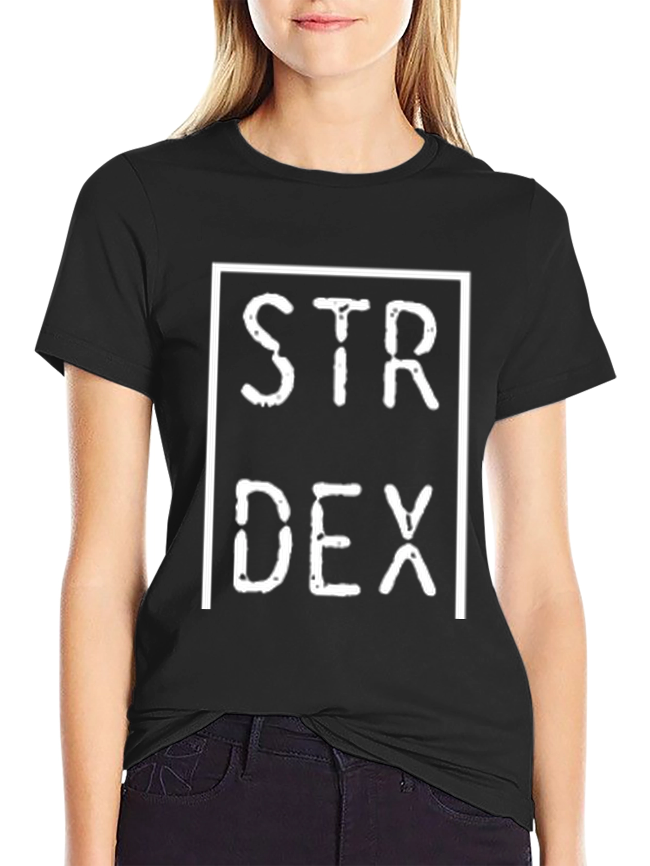 STR DEX T-Shirt Black Unisex Style