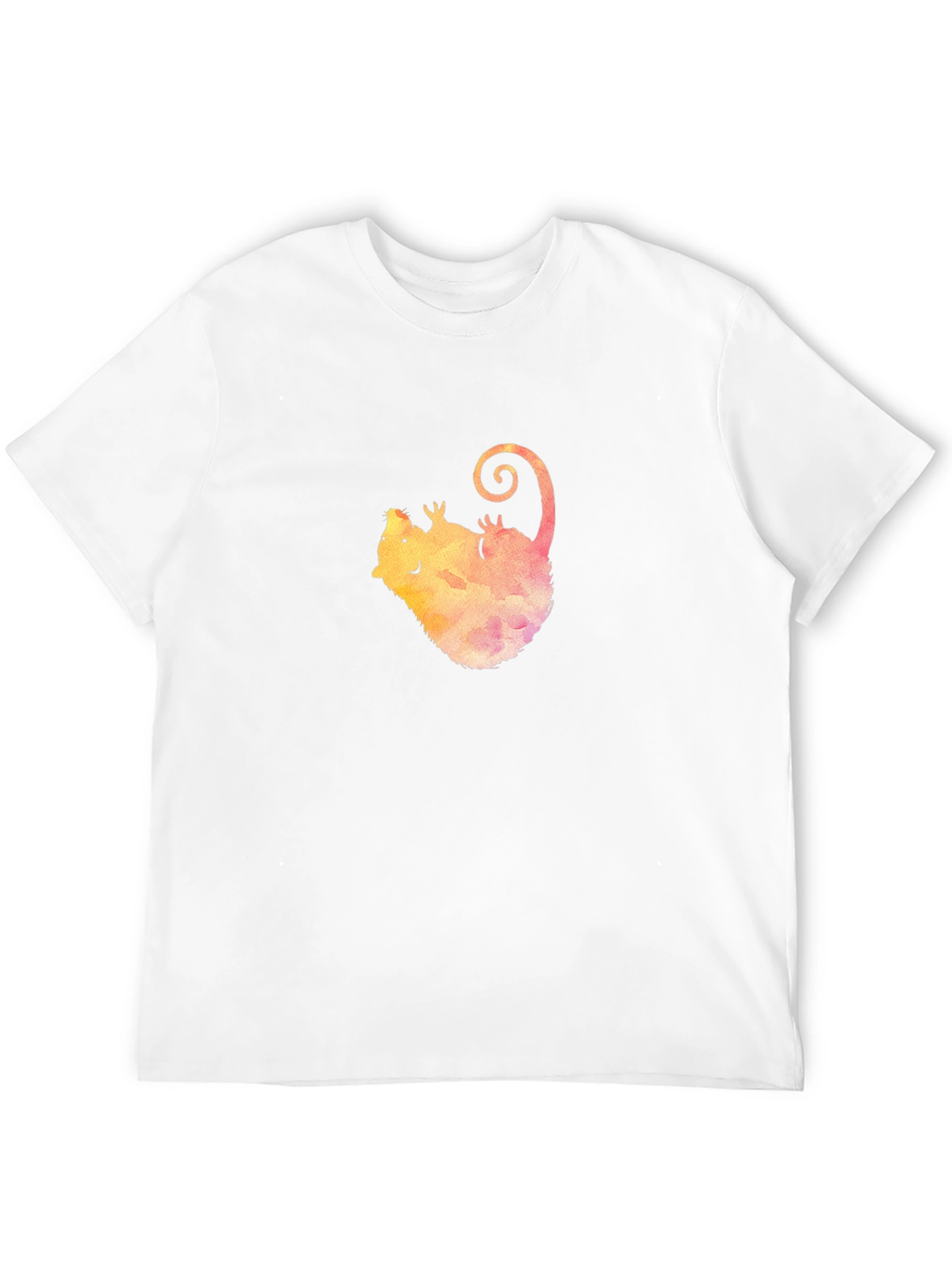 Watercolor Opossum Black T-Shirt