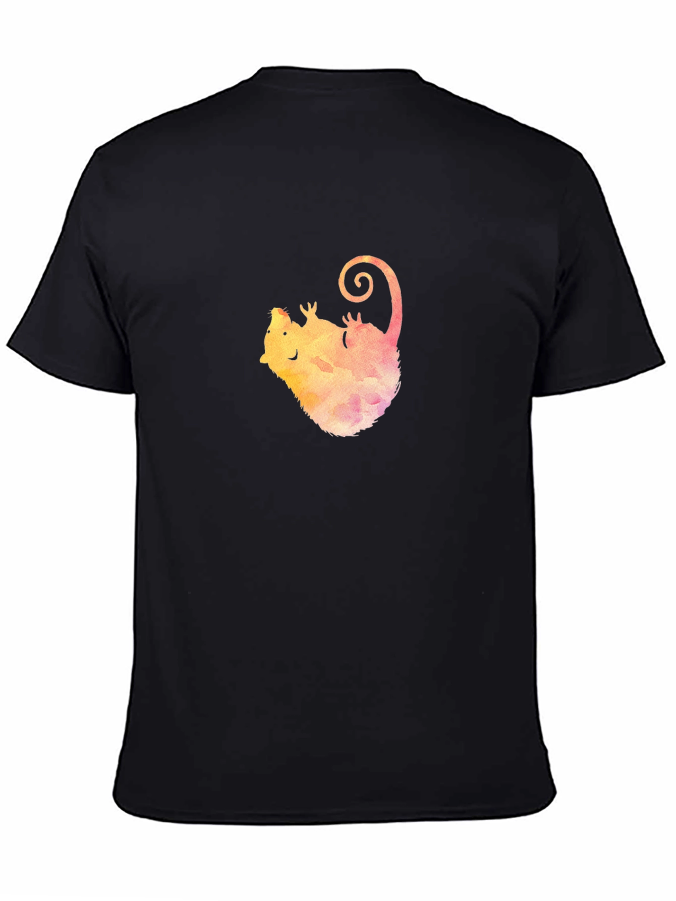 Watercolor Opossum Black T-Shirt