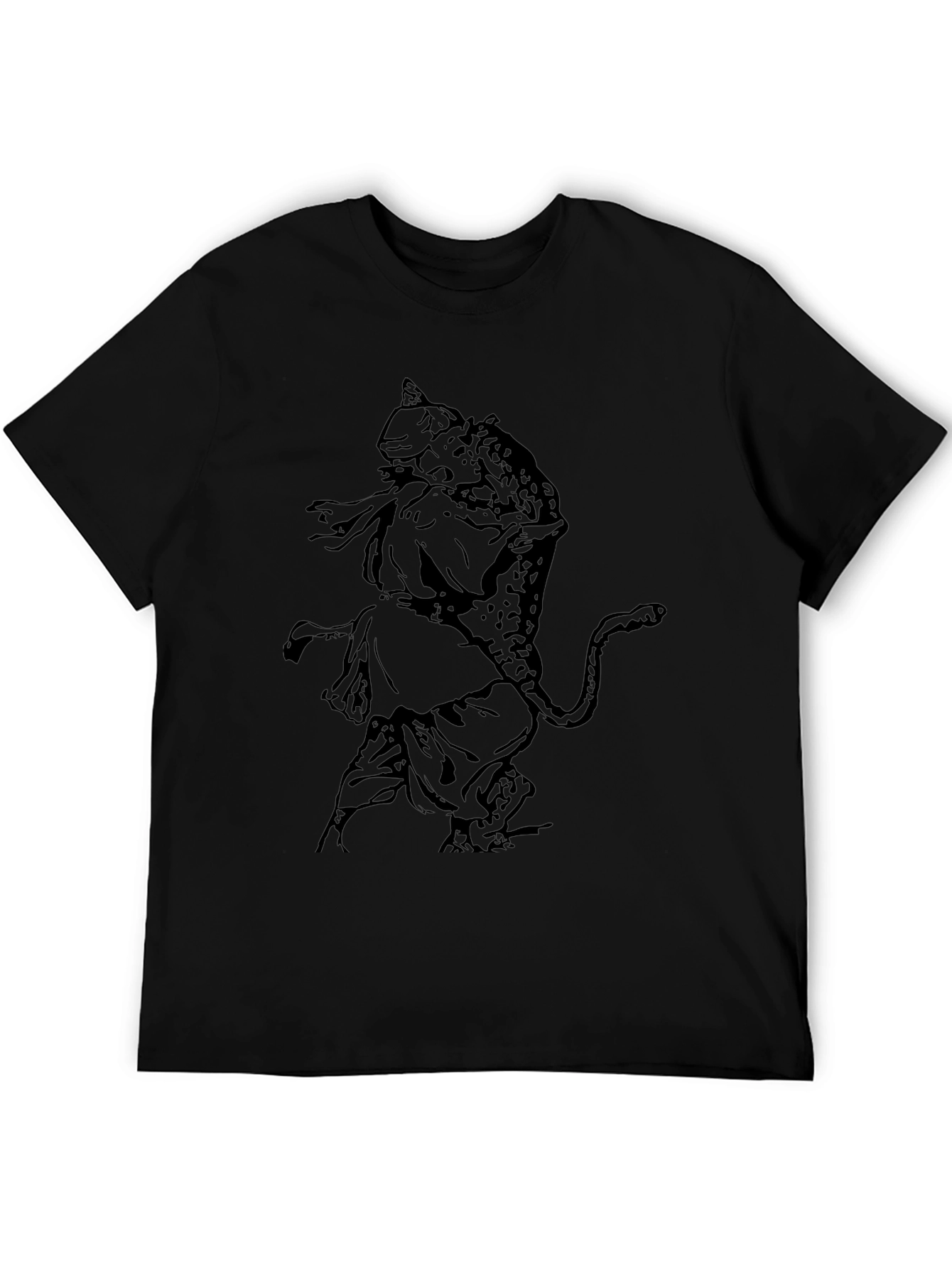 Black T-Shirt with Warrior & Leopard Graphic
