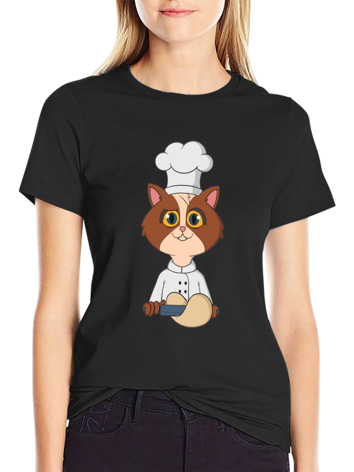 Chef Cat T-Shirt - Cute Cartoon Kitten Design