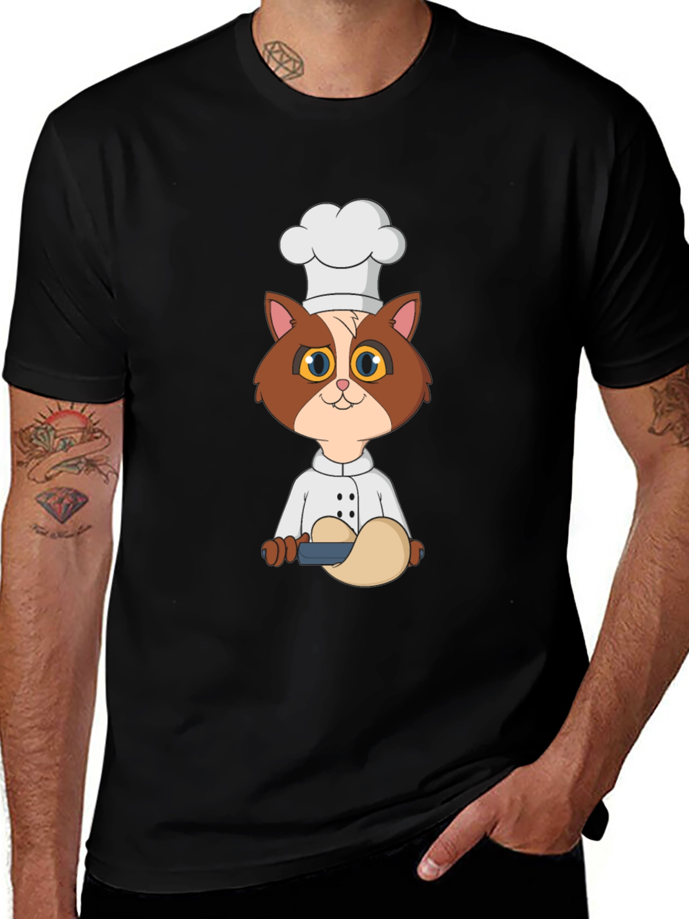 Chef Cat T-Shirt - Cute Cartoon Kitten Design