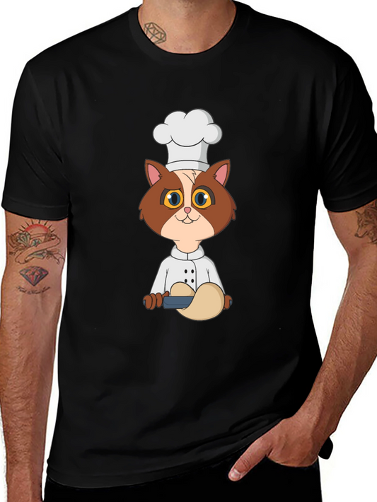 Chef Cat T-Shirt - Cute Cartoon Kitten Design
