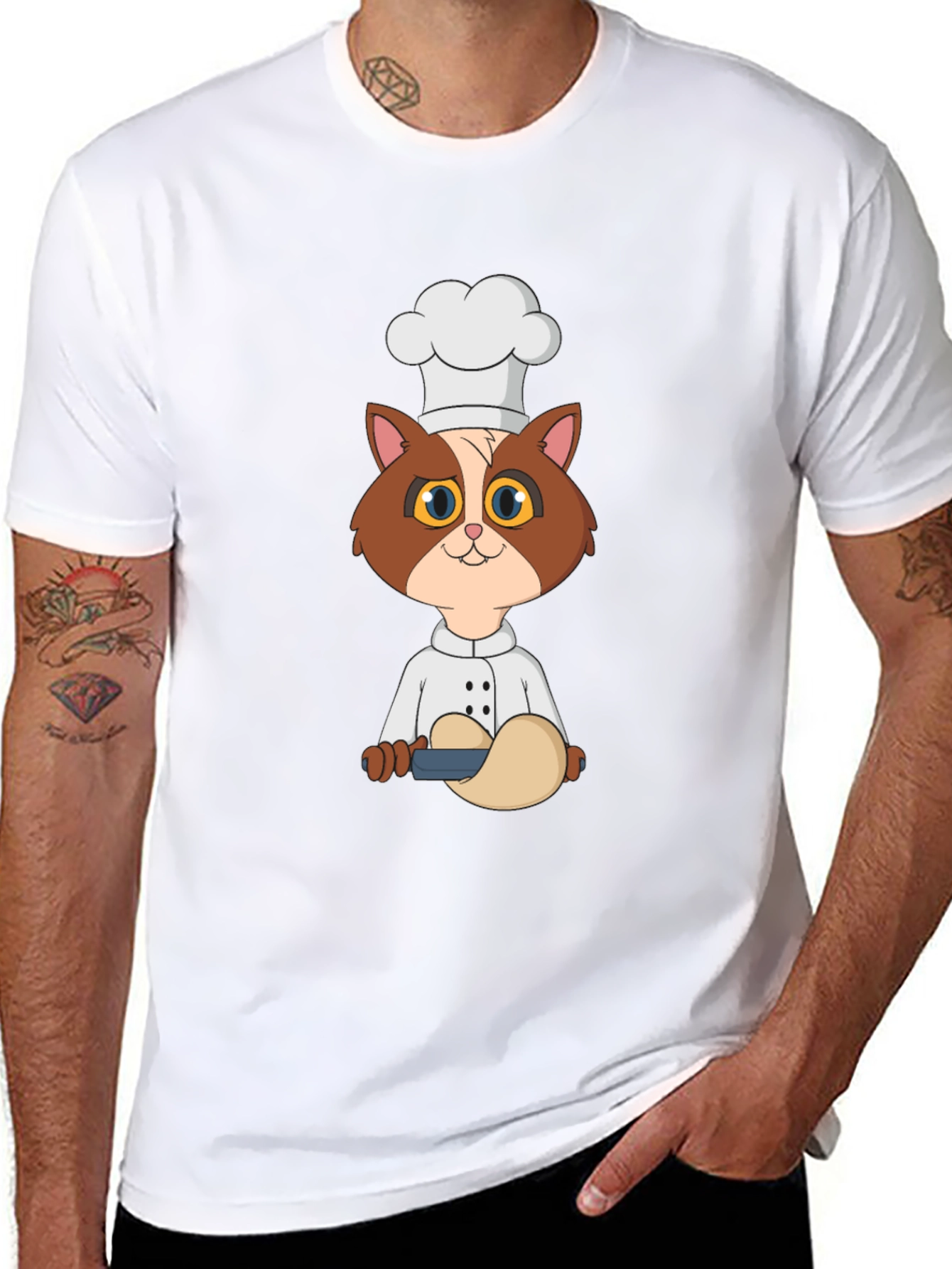 Chef Cat T-Shirt - Cute Cartoon Kitten Design