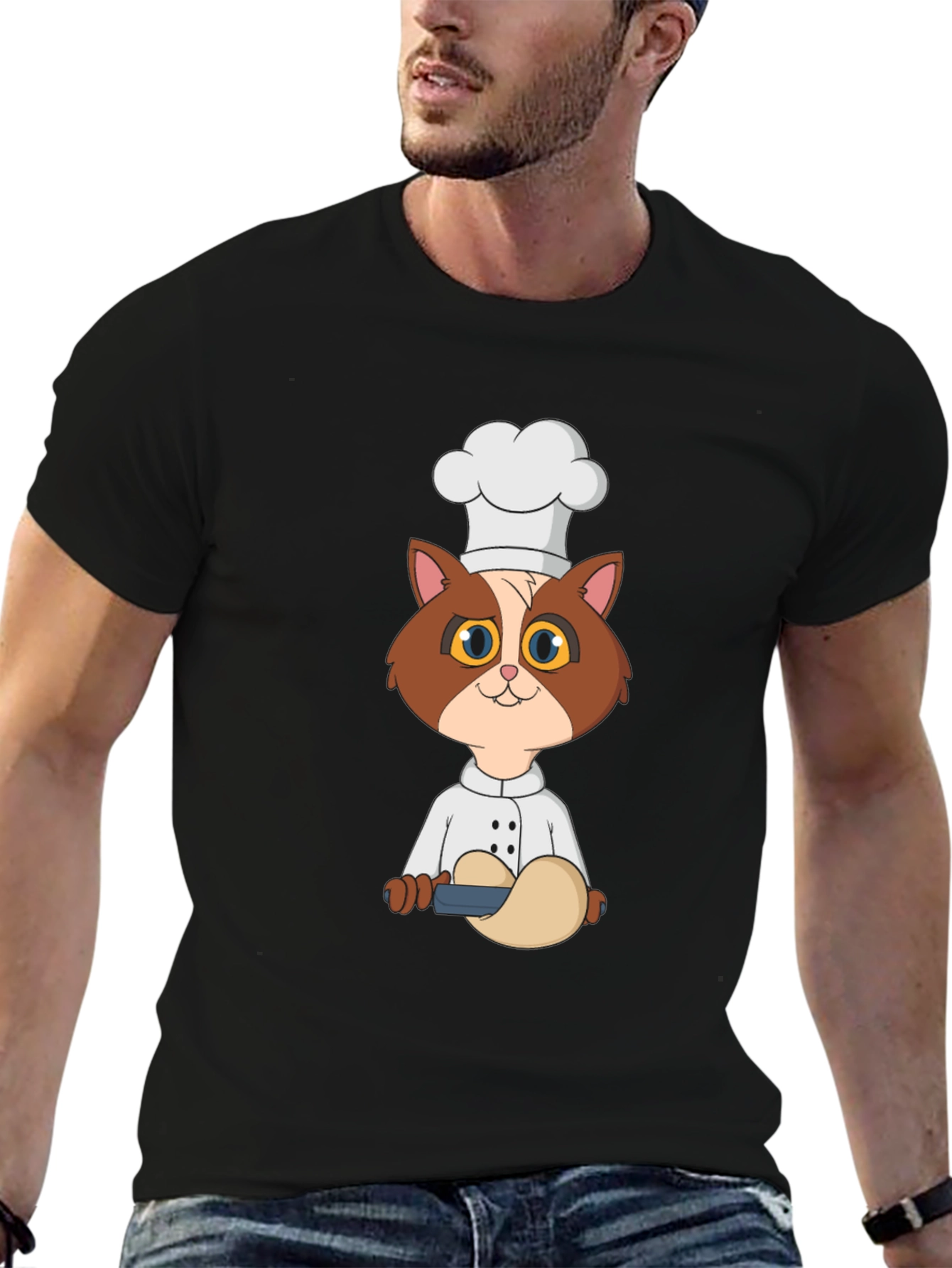 Chef Cat T-Shirt - Cute Cartoon Kitten Design