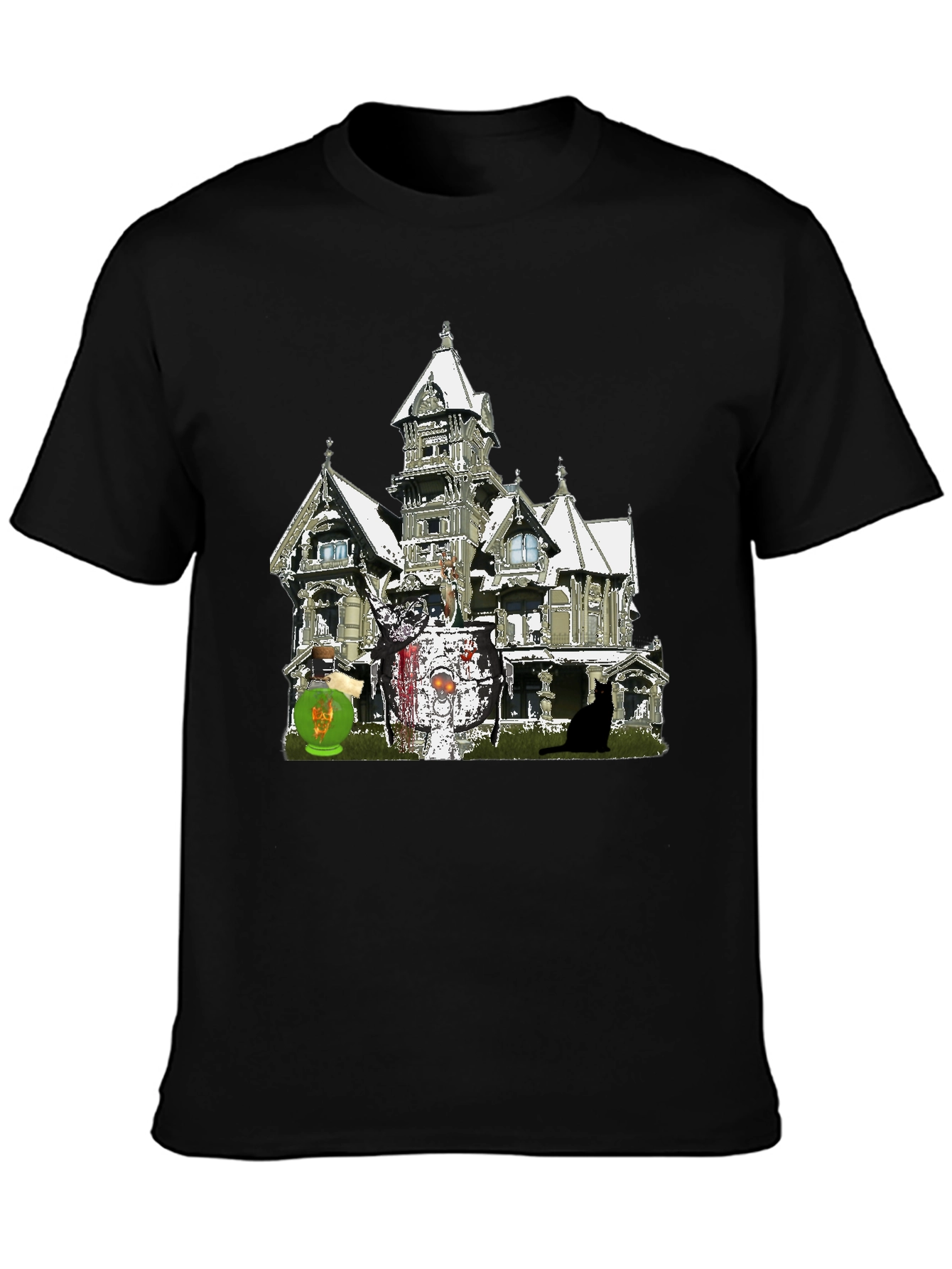 Haunted House Graphic Tee - Spooky Season