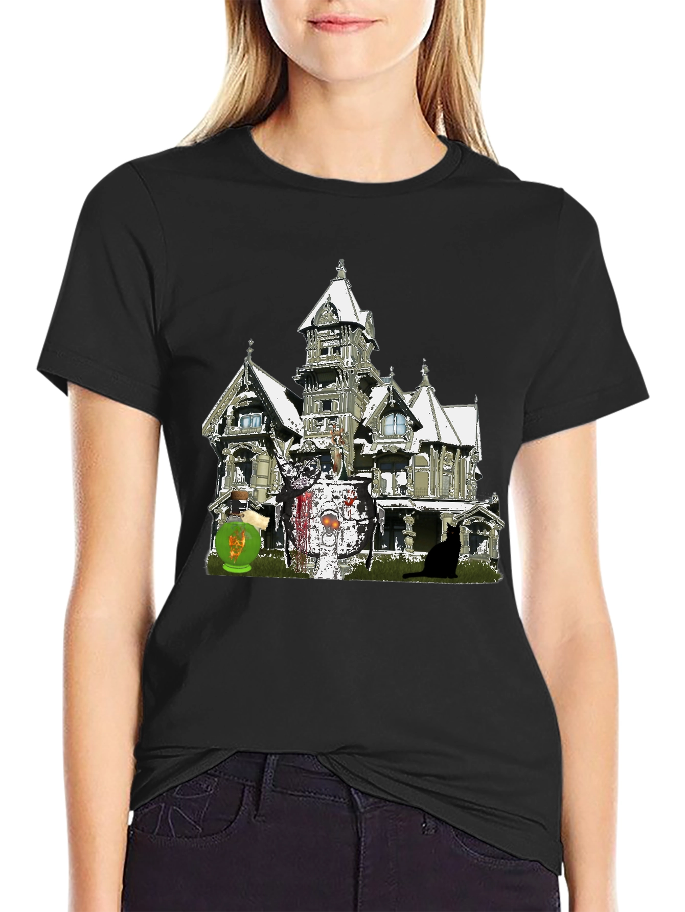 Haunted House Graphic Tee - Spooky Season