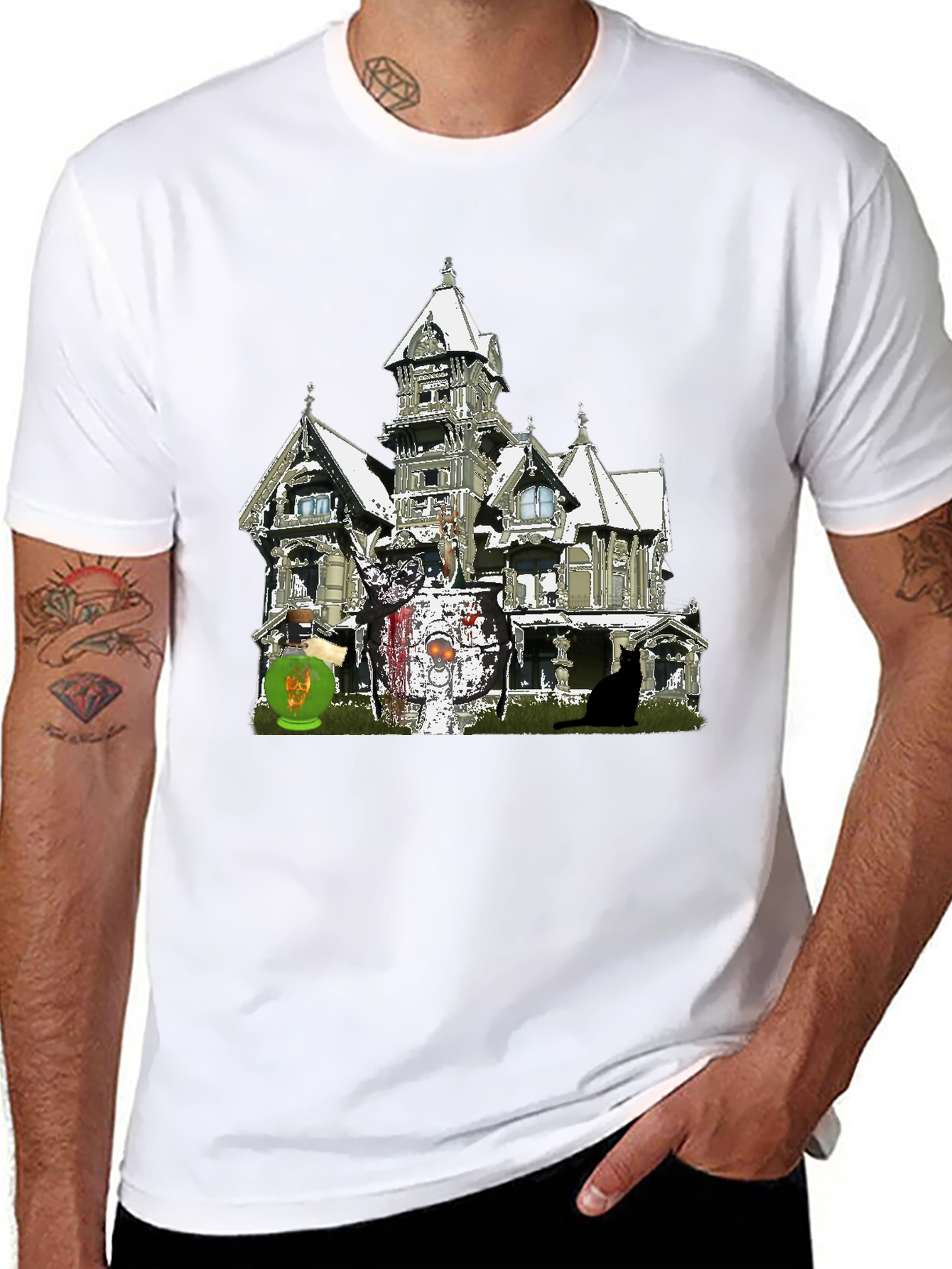 Haunted House Graphic Tee - Spooky Season