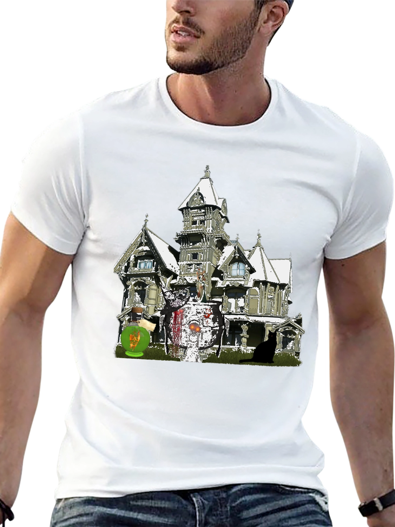 Haunted House Graphic Tee - Spooky Season